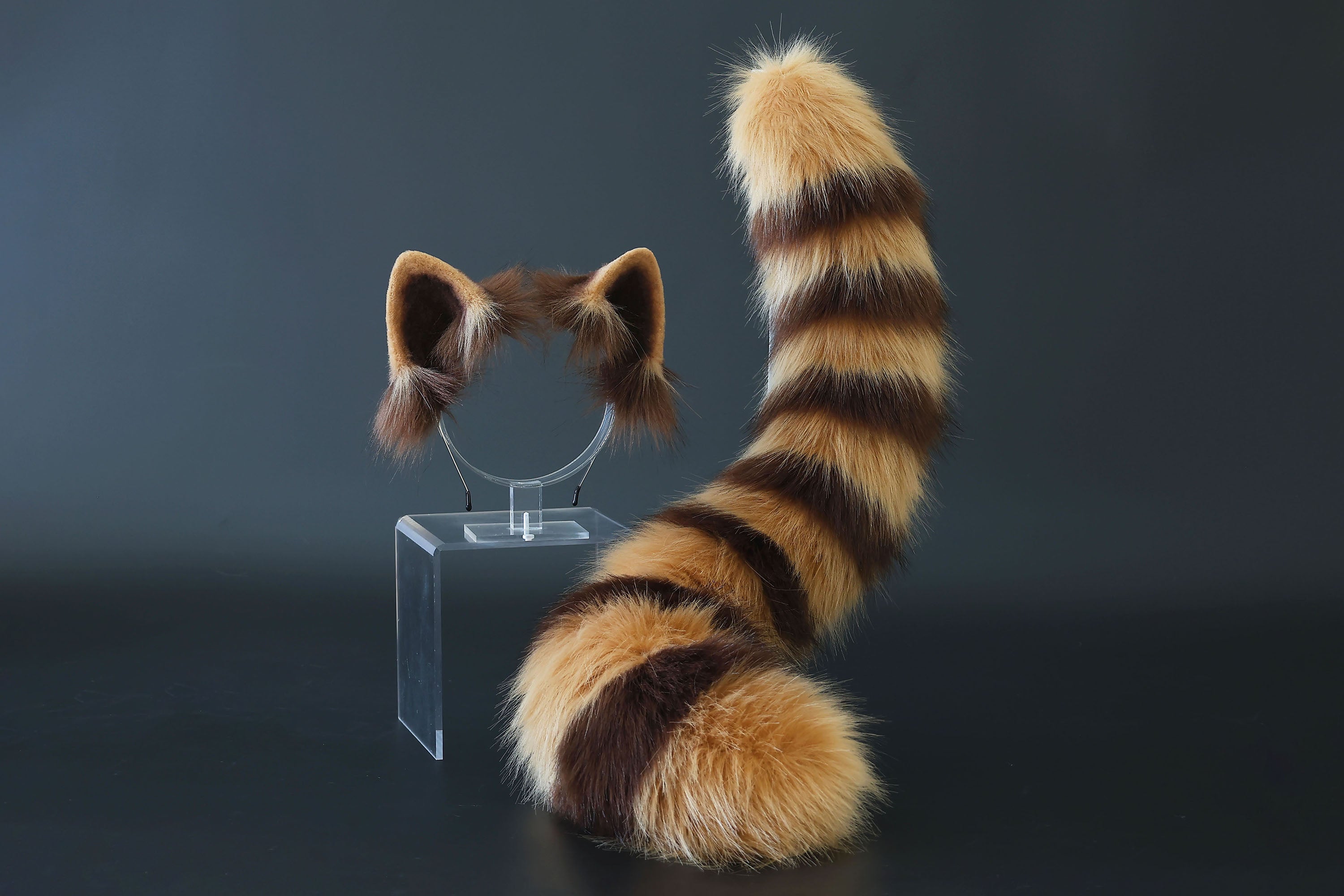 Realistic faux fur red panda ear and tail kemonomimi lesser panda ear and tail butt plug firefoxtherian anime cosplay raccoon ear and tail furry gift