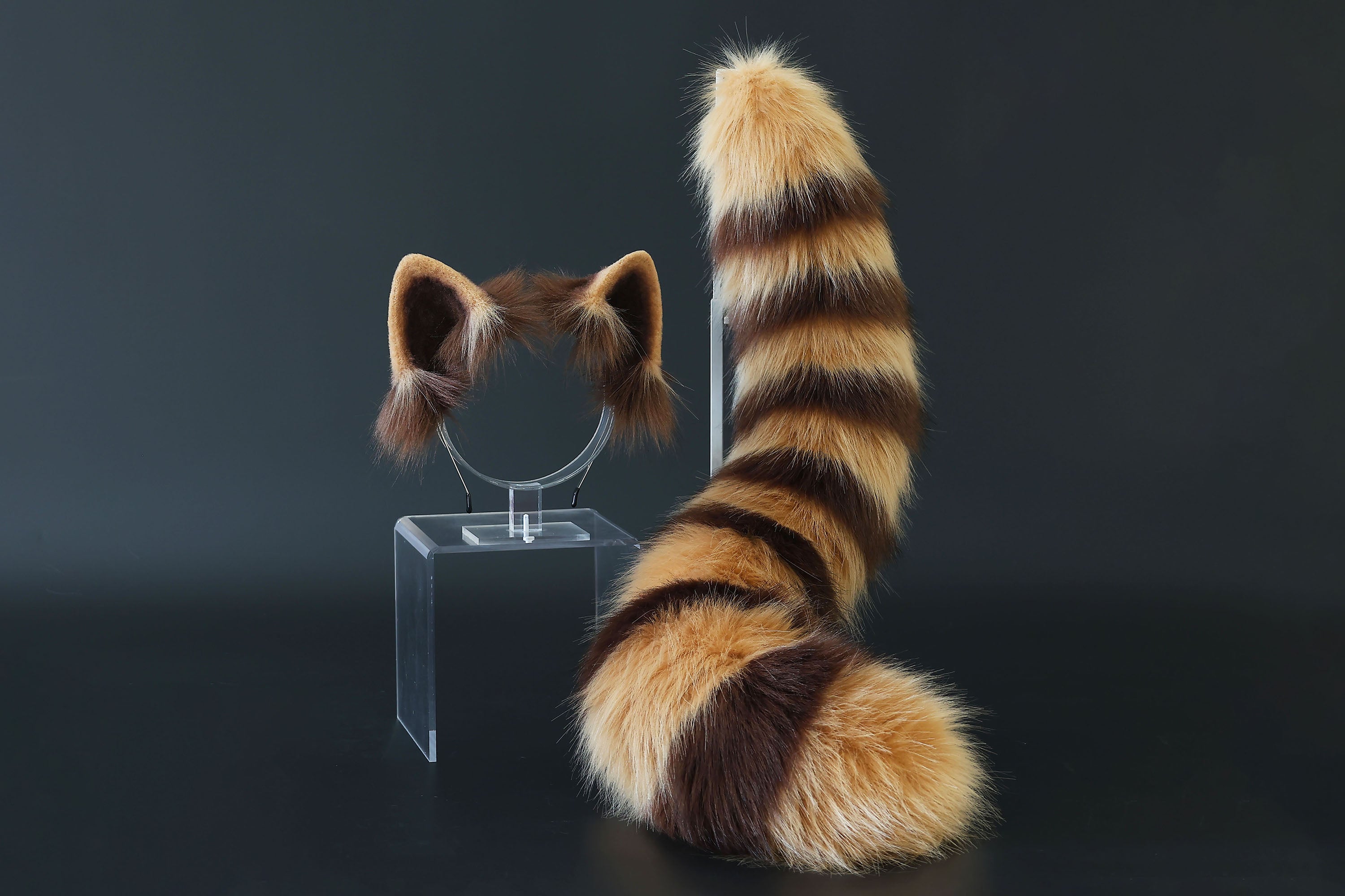 Realistic faux fur red panda ear and tail kemonomimi lesser panda ear and tail butt plug firefoxtherian anime cosplay raccoon ear and tail furry gift