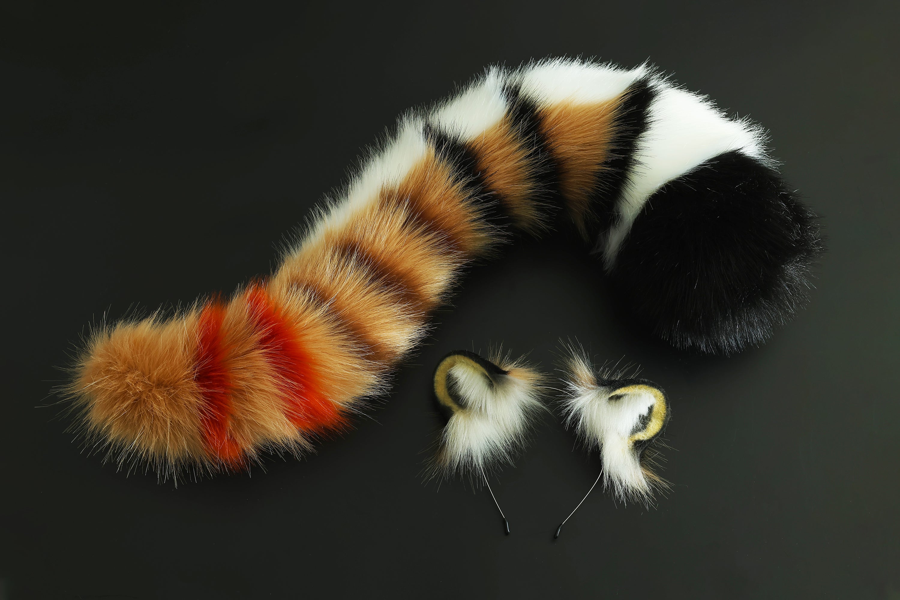 Realistic faux fur tiger ear and tail set tiger cosplay ear and tail set tiger petplay set animal cosplay tail and ear petplay tail and ear