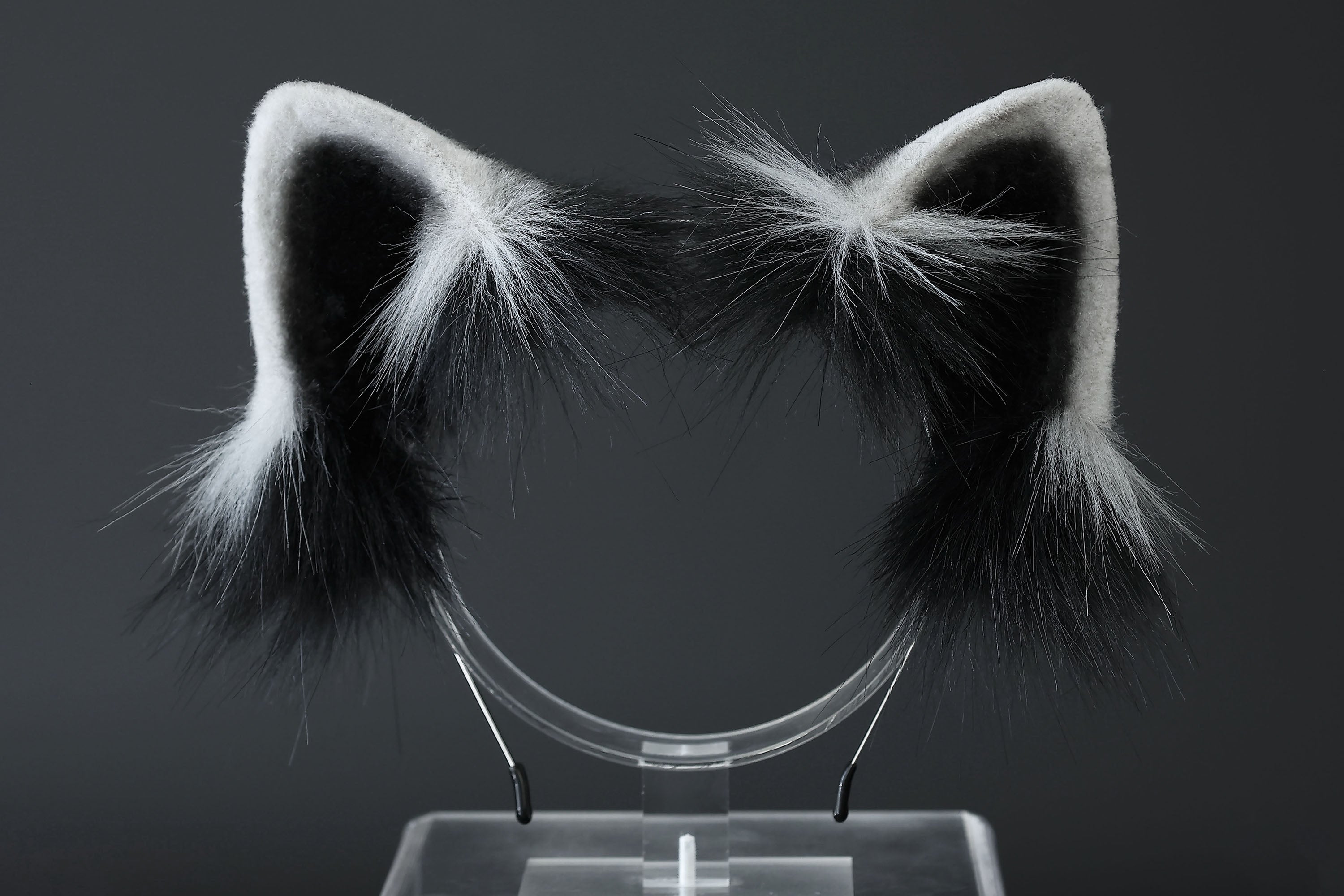 Raccoon ear and tail kemonomimi realistic faux fur gray black raccoon ear and tail butt plug raccoon therian anime cosplay raccoon ear and tail furry gift