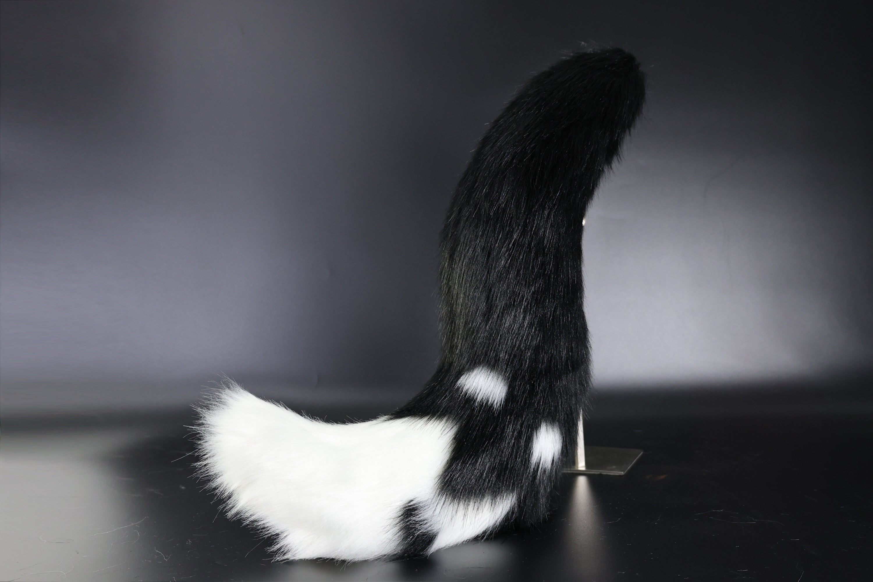 White black faux fur fox ear and tail curved wolf tail and ear cat tail and ear kitten ear and tail set anime cosplay role play ear and tail