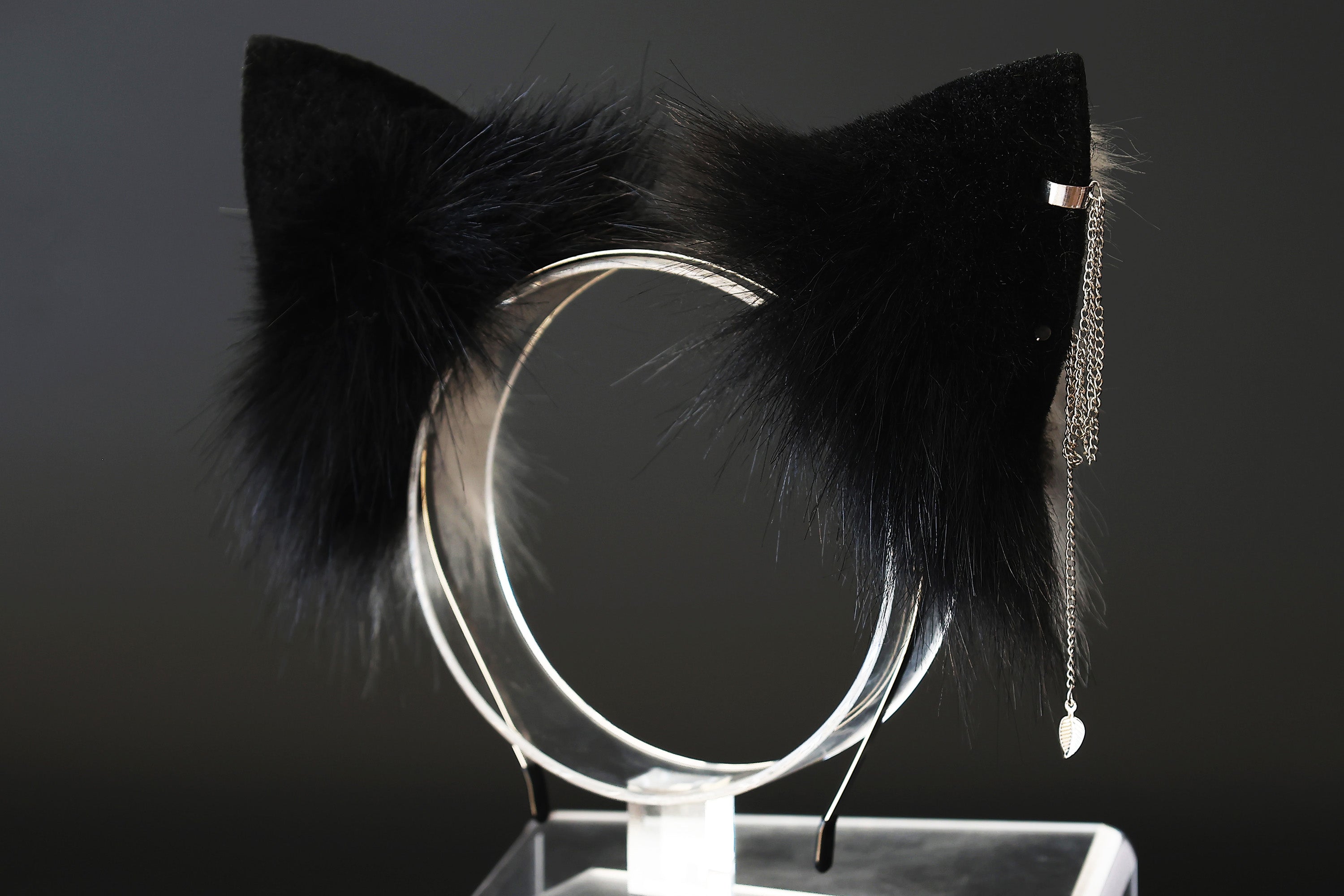 White black faux fur fox ear and tail curved wolf tail and ear cat tail and ear kitten ear and tail set anime cosplay role play ear and tail