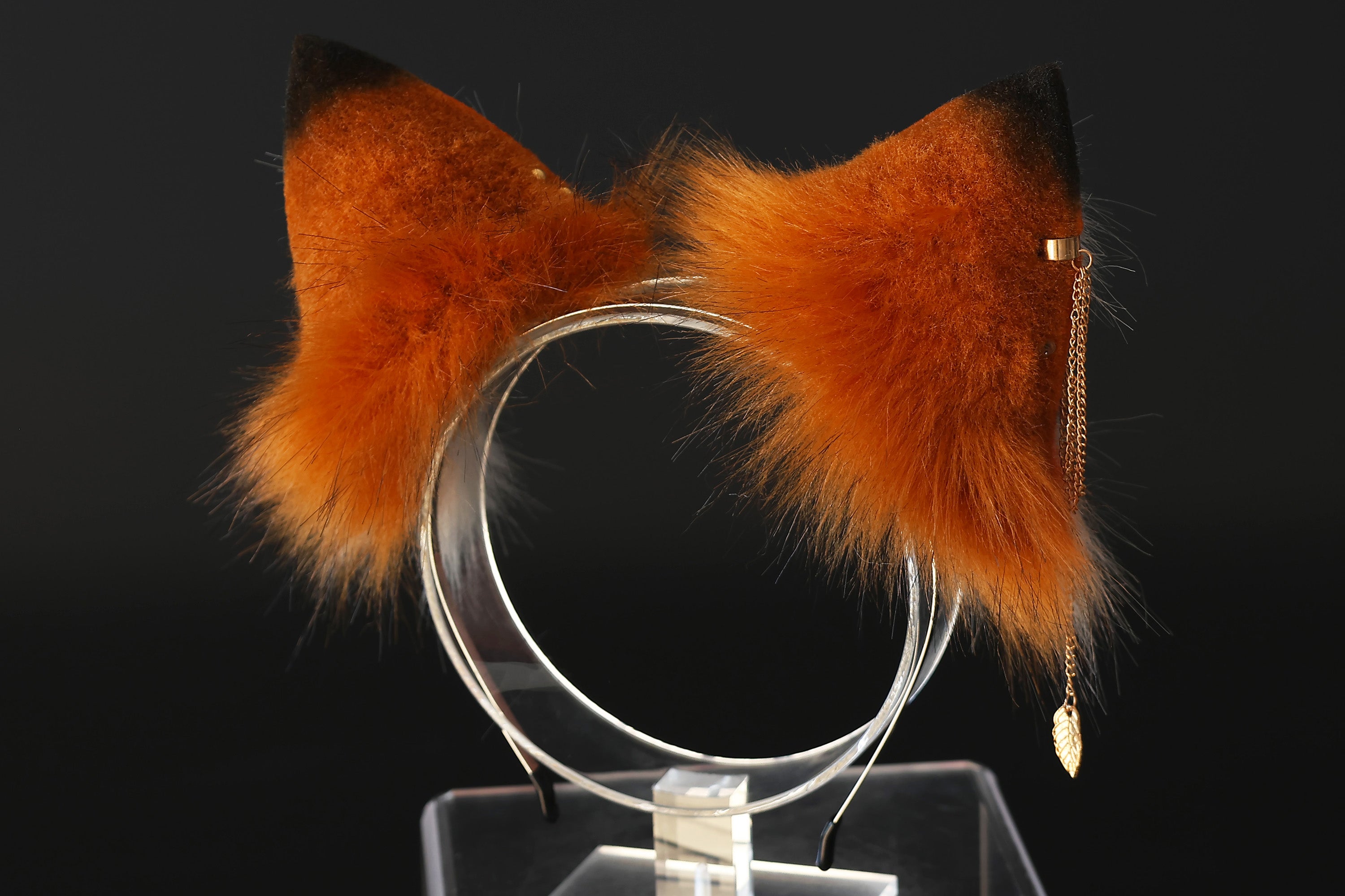 Faux fur fox ear and tail curved wolf tail and ear cat tail and ear kitten ear and tail set anime cosplay role play ear and tail petplay ear