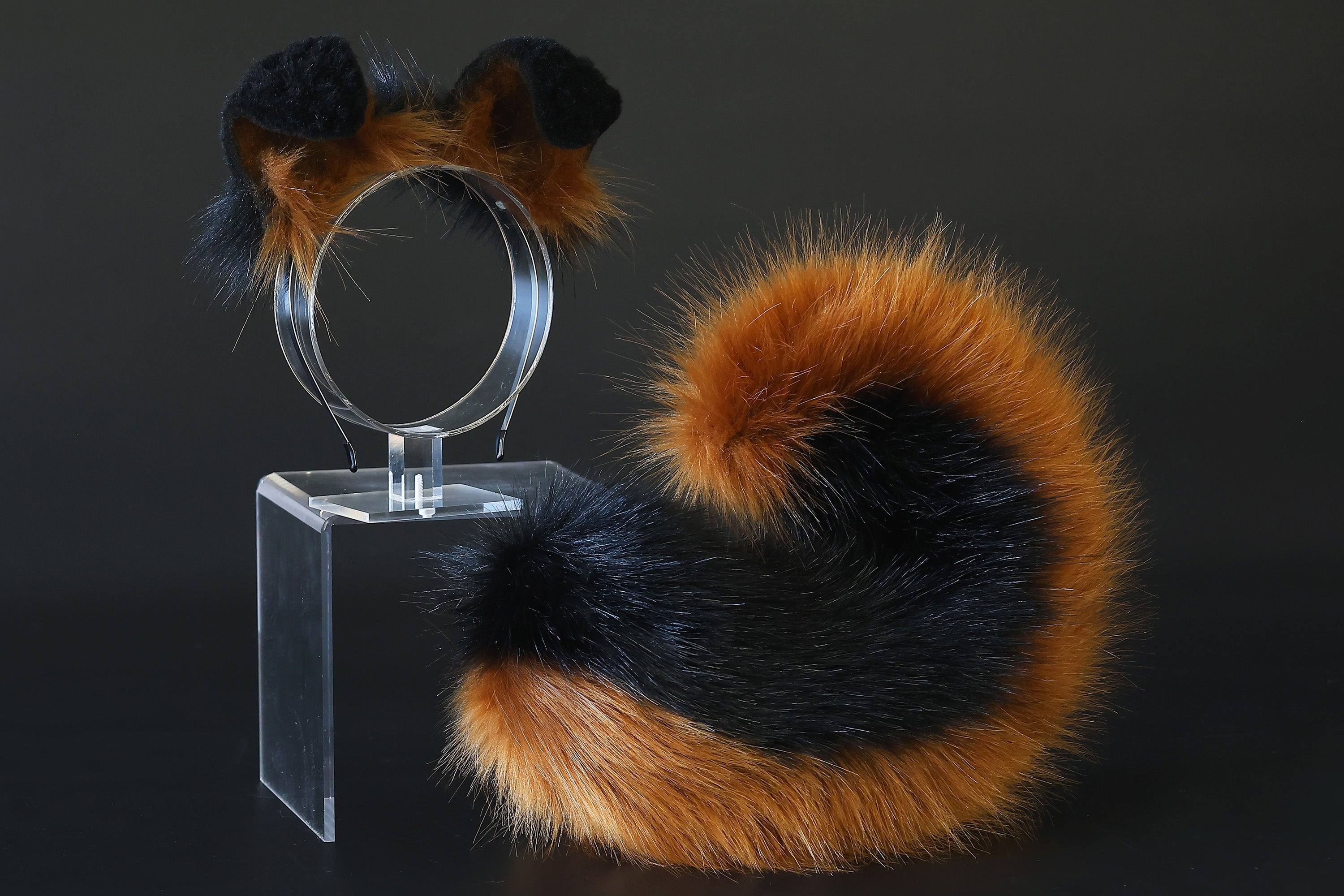 Black brown puppy ear and tail plug set kemonomimi Shepherd dog ear and tail plug set Shiba Inu dog ear and tail butt plug set cosplay petplay puppy play dog therian