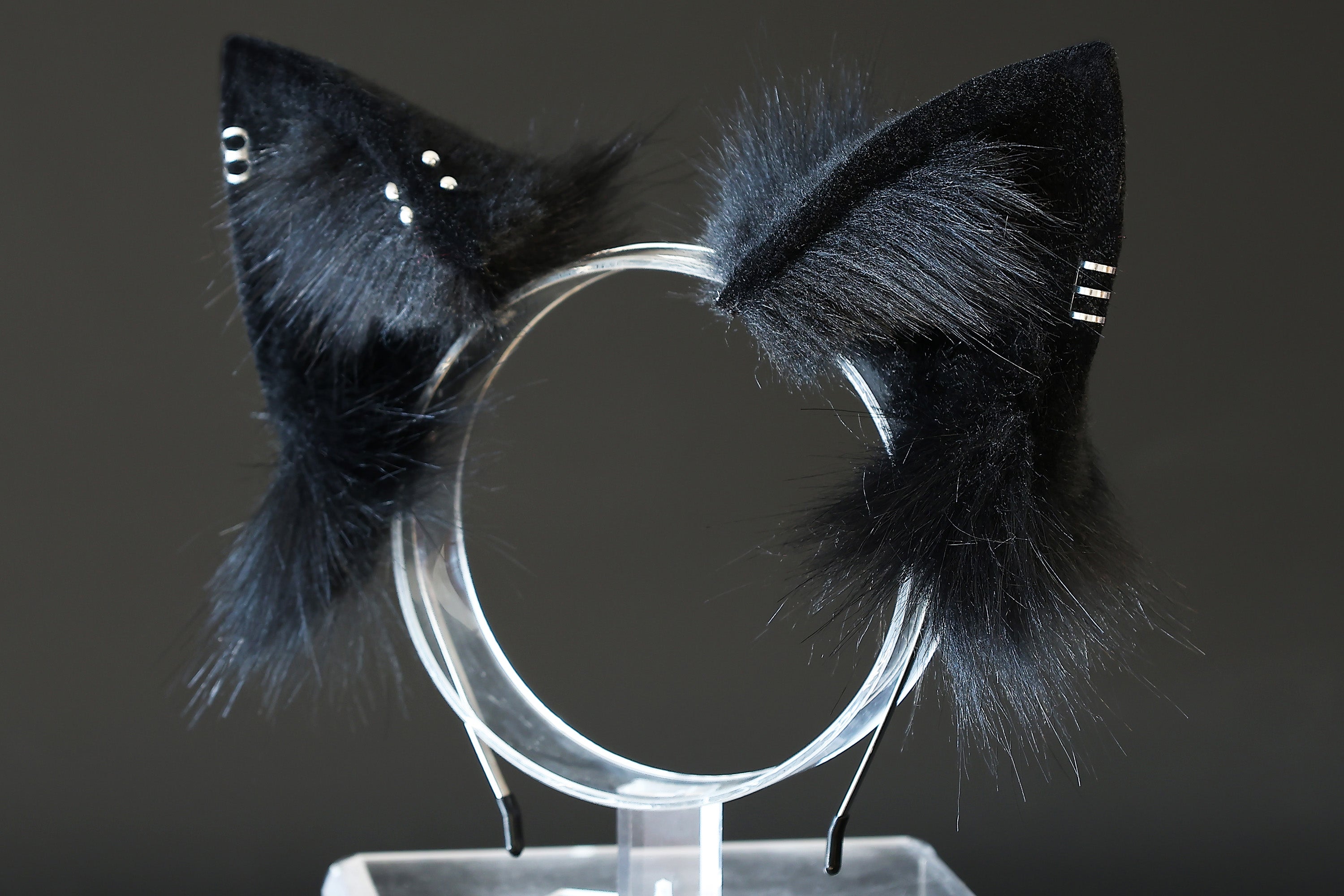 Black faux fur fox tail plug and ear set splicing wolf ear and tail anime cosplay therian cat ear and tail kemonomimi girl fox boy furry