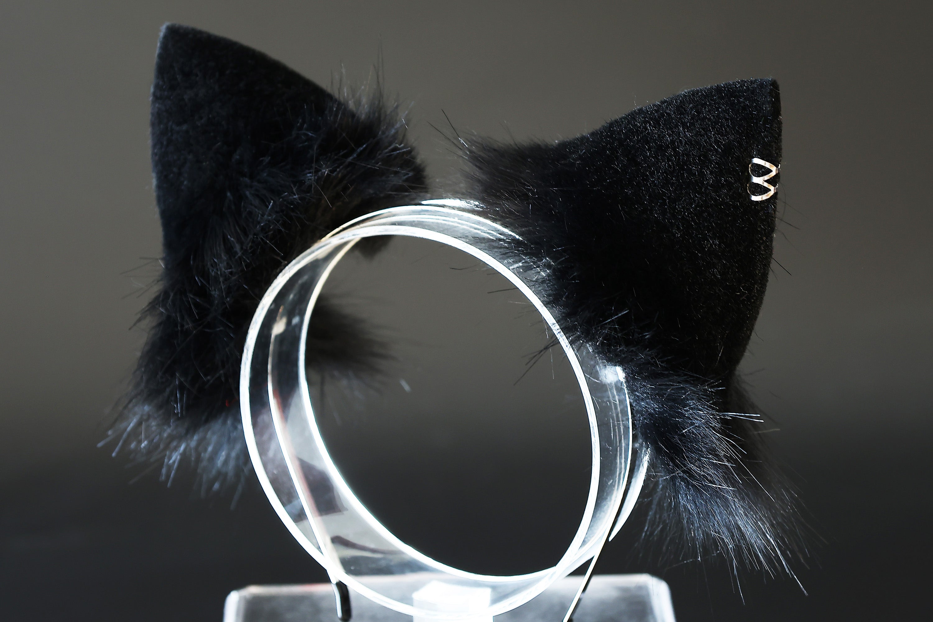 Black faux fur fox tail plug and ear set splicing wolf ear and tail anime cosplay therian cat ear and tail kemonomimi girl fox boy furry