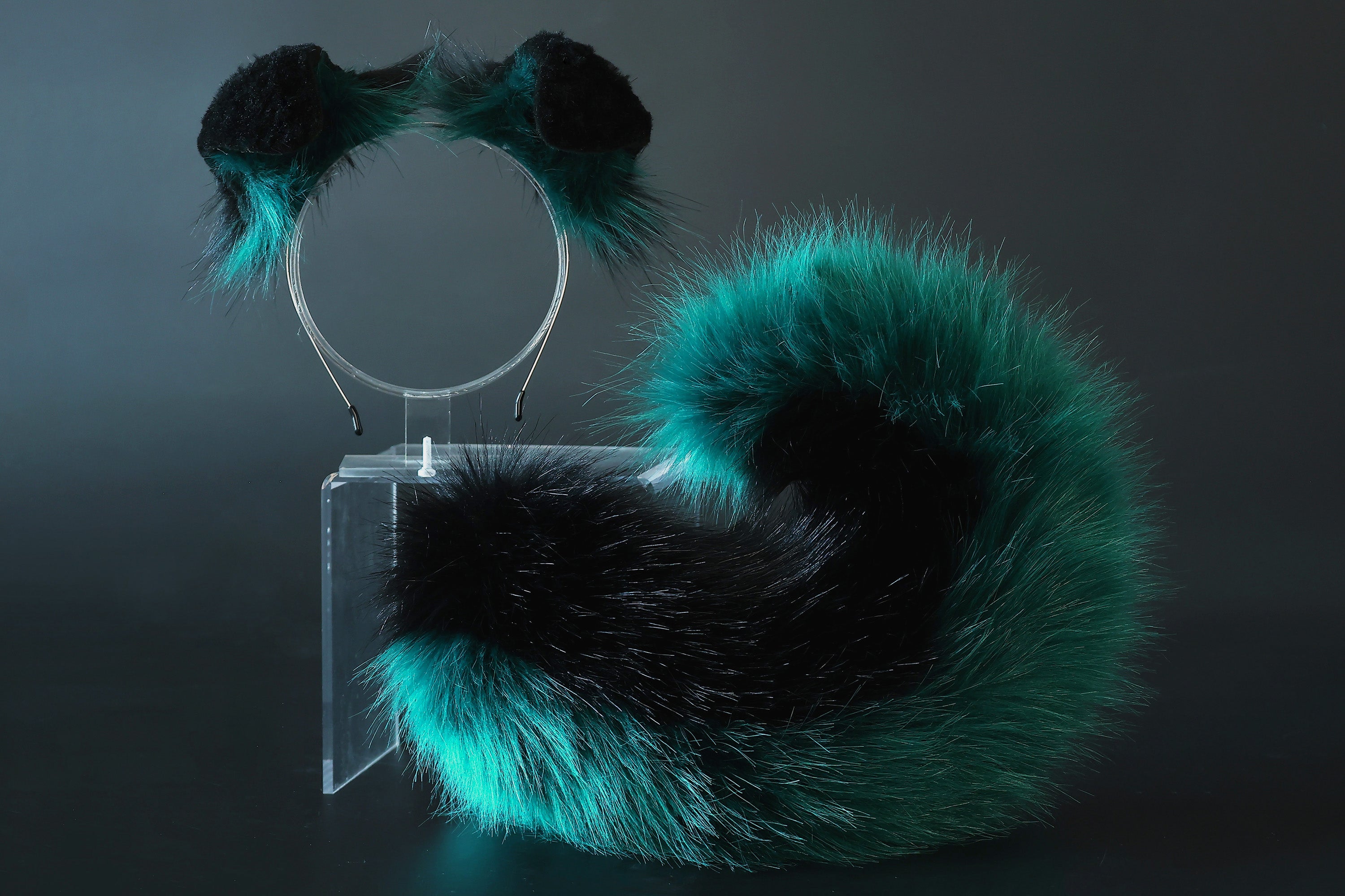 Black green puppy ear and tail plug set kemonomimi Shepherd dog ear and tail plug set Shiba Inu dog ear and tail butt plug set cosplay petplay puppy play dog therian