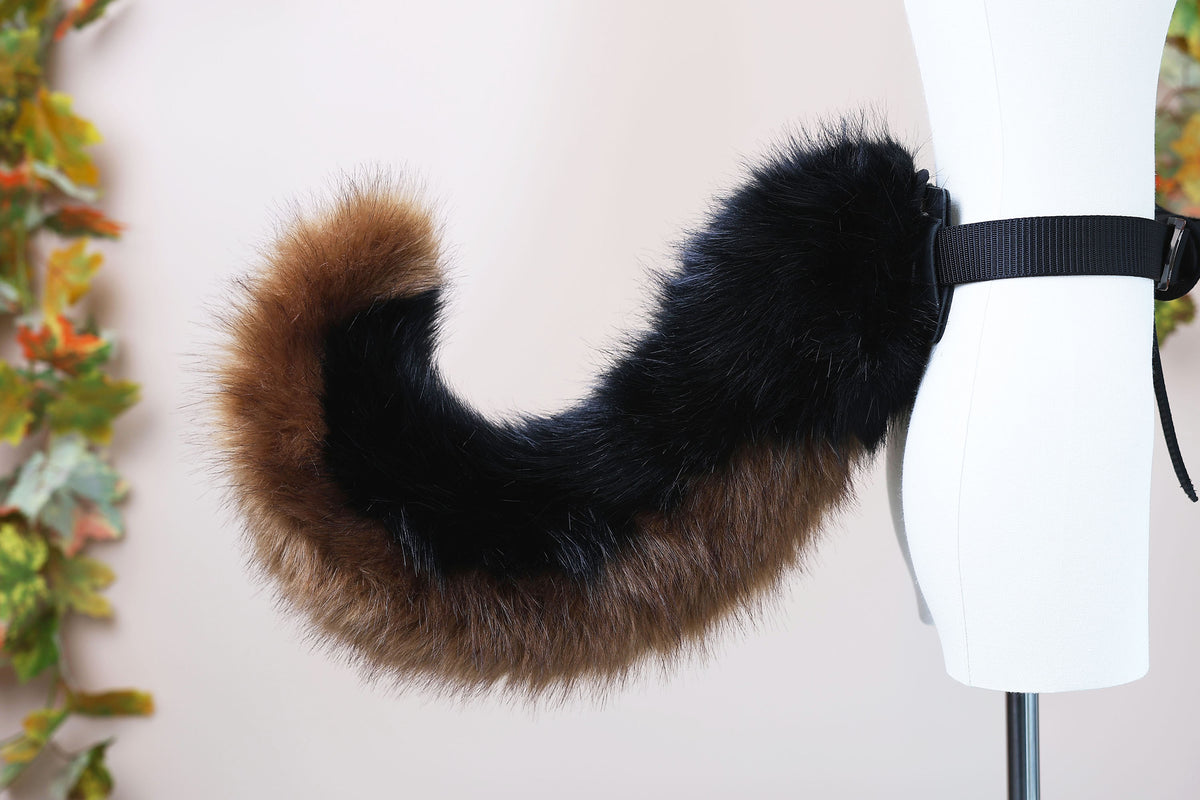 Black brown faux fur puppy tail sleeve and ears faux fur dog sleeves for hyper motion silicone base - super motion tail covers kemonomimi