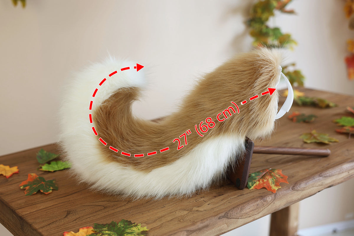 Blonde white faux fur puppy tail sleeve and ears faux fur dog sleeves for hyper motion silicone base - super motion tail covers kemonomimi