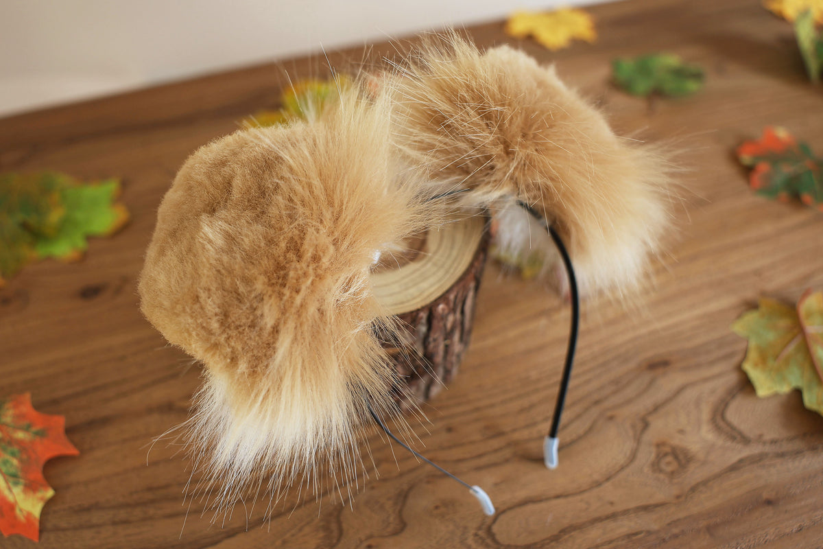 Blonde white faux fur puppy tail sleeve and ears faux fur dog sleeves for hyper motion silicone base - super motion tail covers kemonomimi