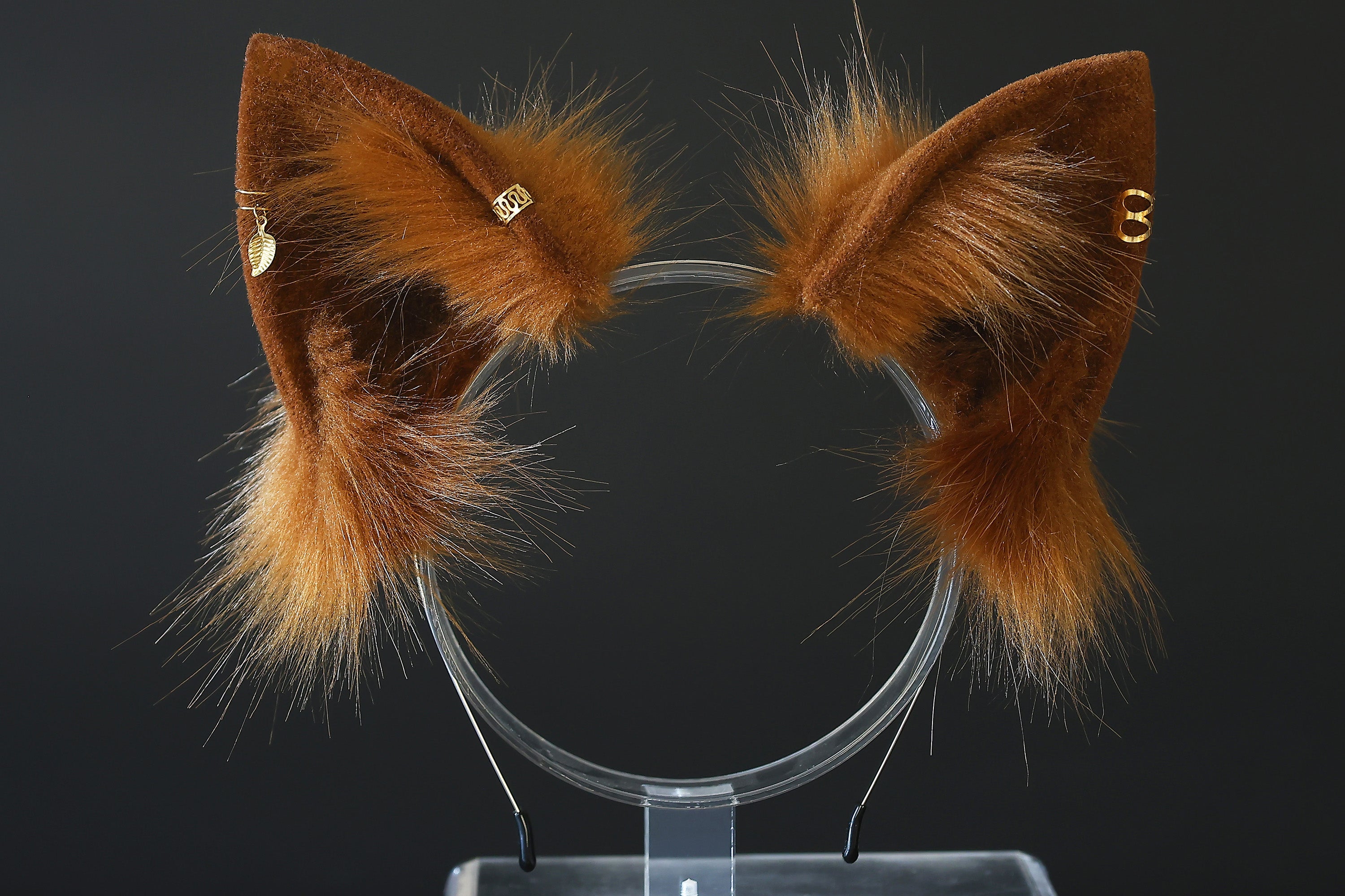 Brown faux fur fox tail plug and ear set splicing wolf ear and tail anime cosplay therian cat ear and tail kemonomimi girl fox boy furry