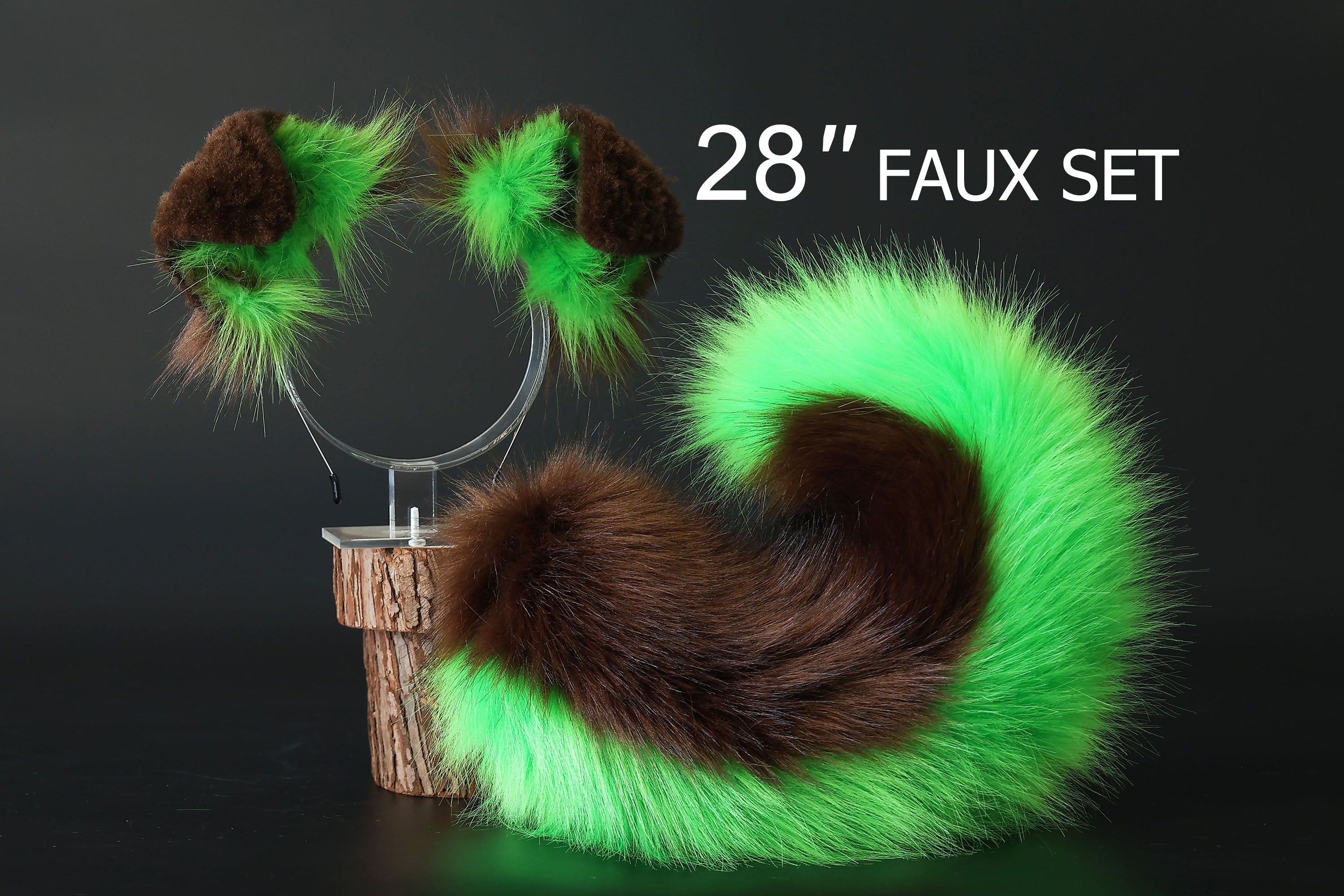 Brown green puppy ear and tail plug set kemonomimi Shepherd dog ear and tail plug set Shiba Inu dog ear and tail butt plug set cosplay petplay puppy play dog therian