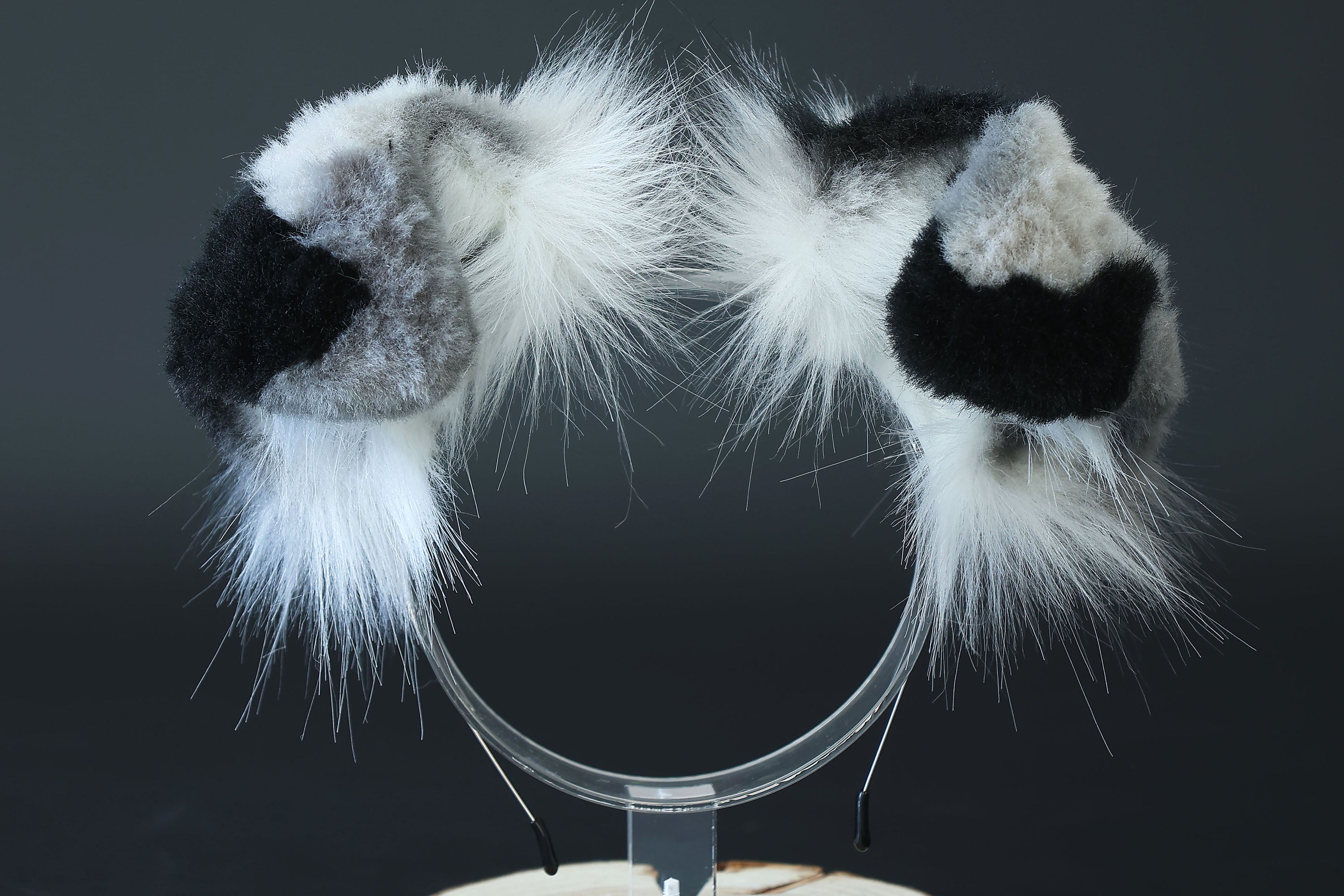 Calico Shepherd dog tail and ear gray black white faux fur Splicing Shiba Inu dog ear and tail butt plug anime cosplay therian puppy ear and tail dog kemonomimi