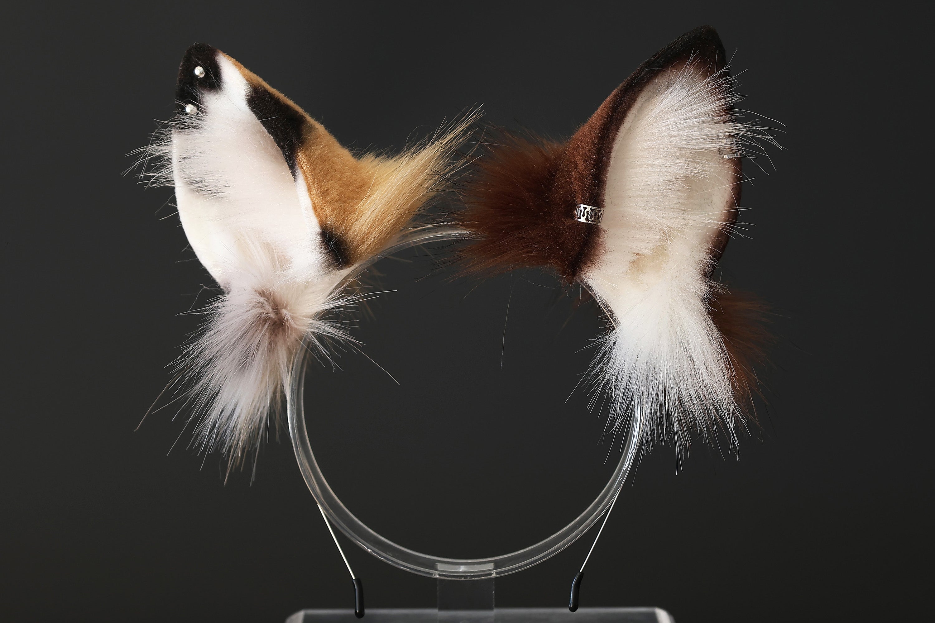 Calico faux fur cat ears and tail curved puppy tail and ears wolf tail and ears fox ears and tail butt plug set anime cosplay role play halloween Gift