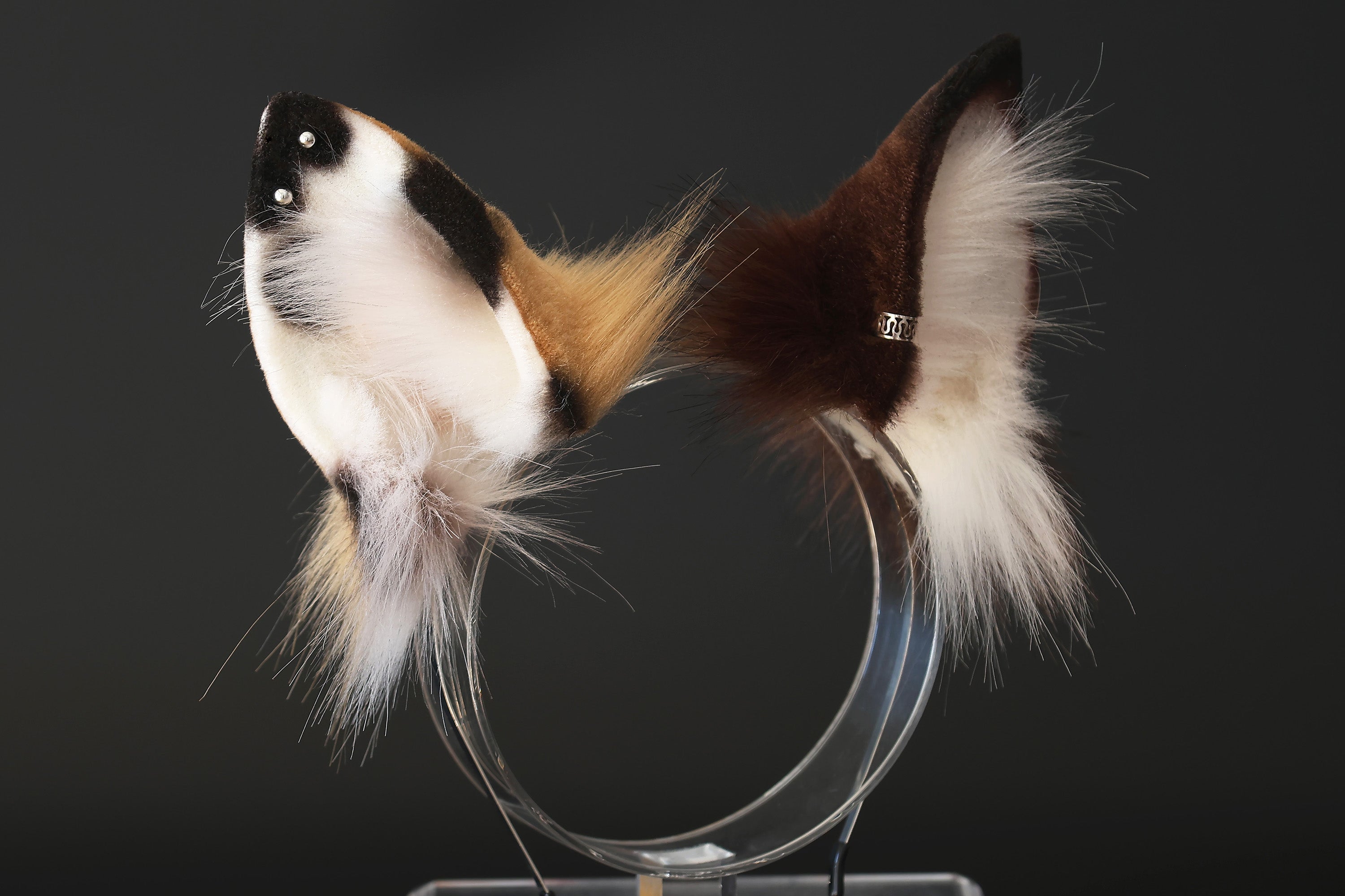 Calico faux fur cat ears and tail curved puppy tail and ears wolf tail and ears fox ears and tail butt plug set anime cosplay role play halloween Gift