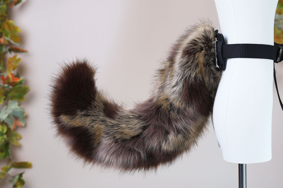 Calico hyper motion puppy tail sleeve and ears faux fur dog sleeves for silicone base - super motion tail covers - therian puppy kemonomimi
