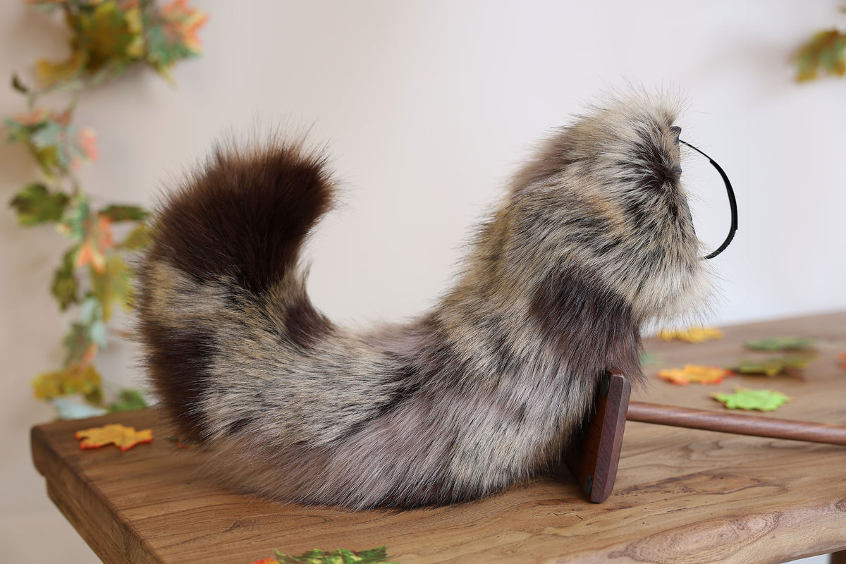 Calico hyper motion puppy tail sleeve and ears faux fur dog sleeves for silicone base - super motion tail covers - therian puppy kemonomimi