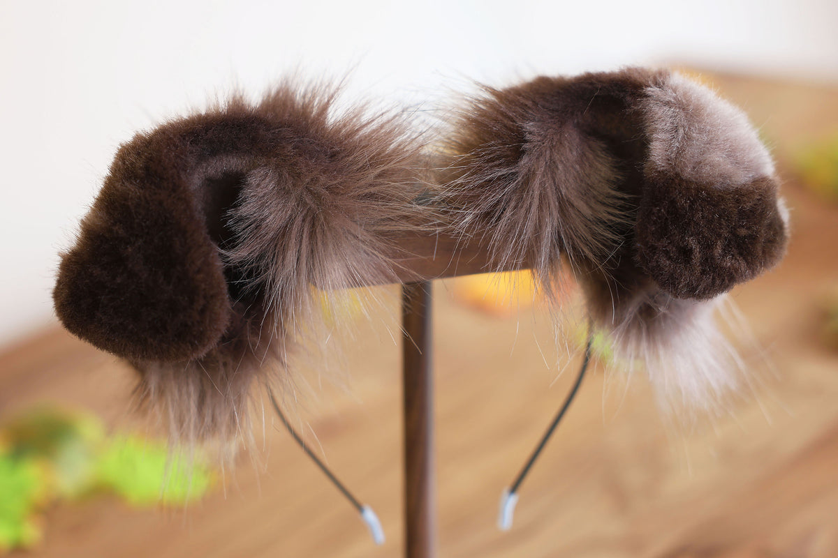 Calico hyper motion puppy tail sleeve and ears faux fur dog sleeves for silicone base - super motion tail covers - therian puppy kemonomimi