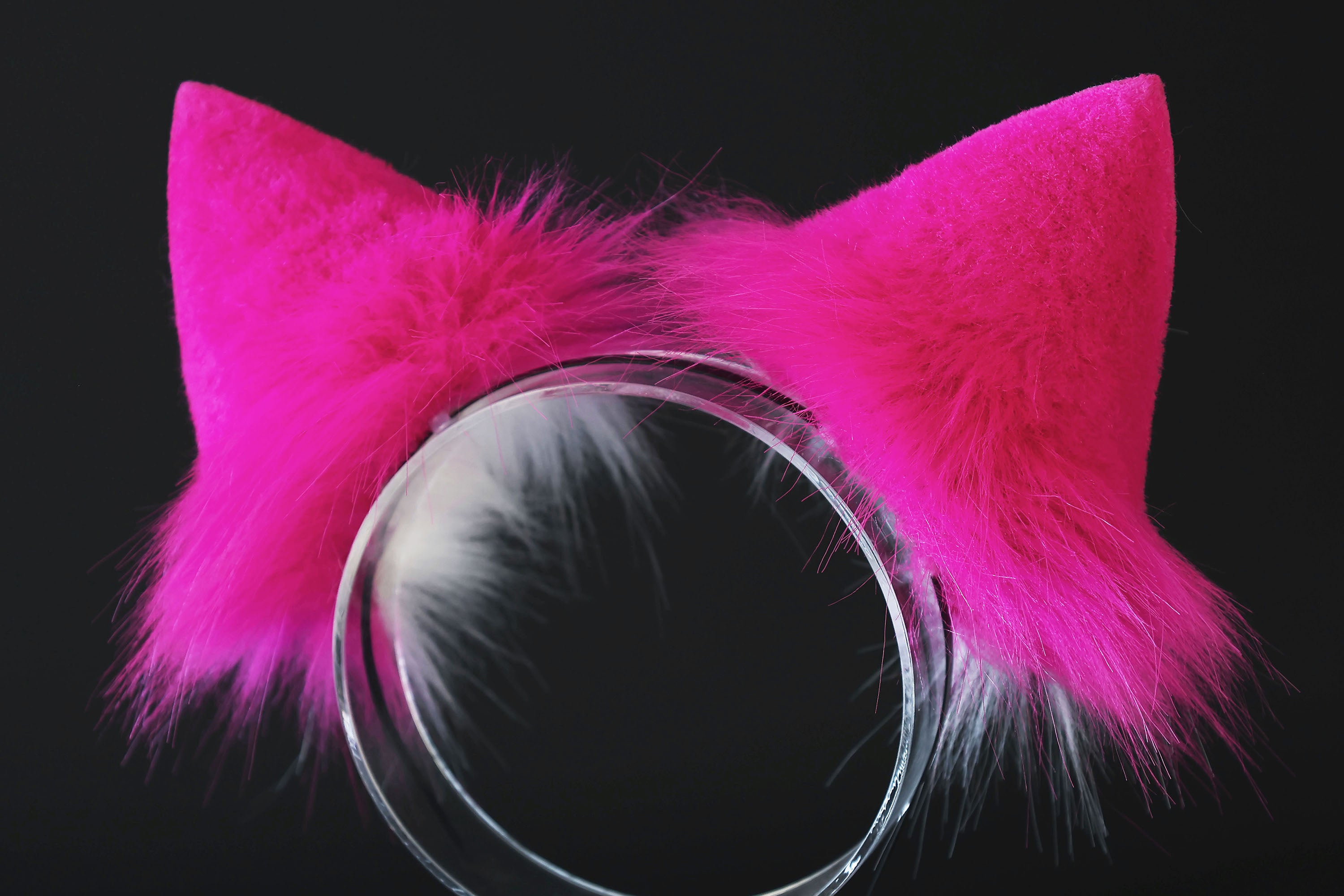 Cheshire cat ear and tail - Alice In Wonderland rose red purple stripes cheshire cat tail and ear cosplay therian kitten kemonomimi furry