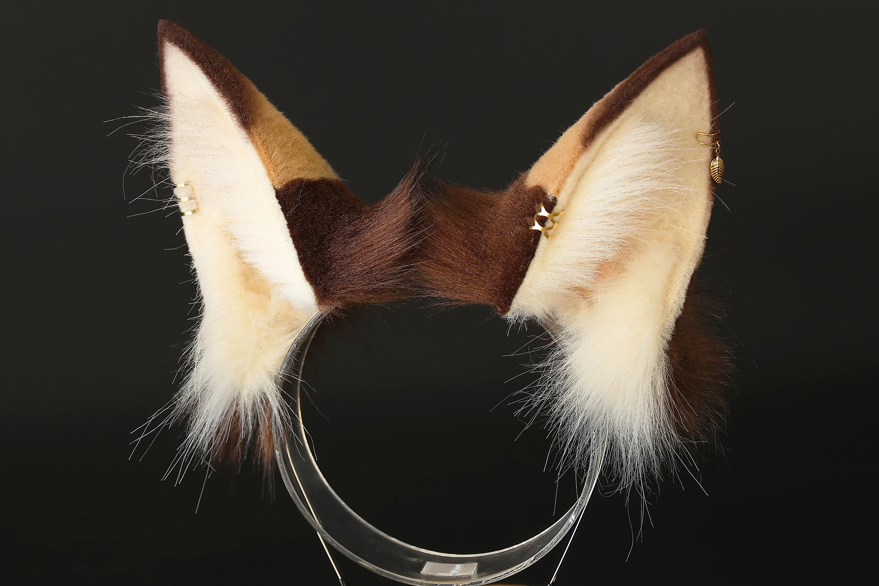 Faux fur calico cat ears and tail butt plug curved puppy tail and ears wolf tail and ears fox ears and tail set anime cosplay role play