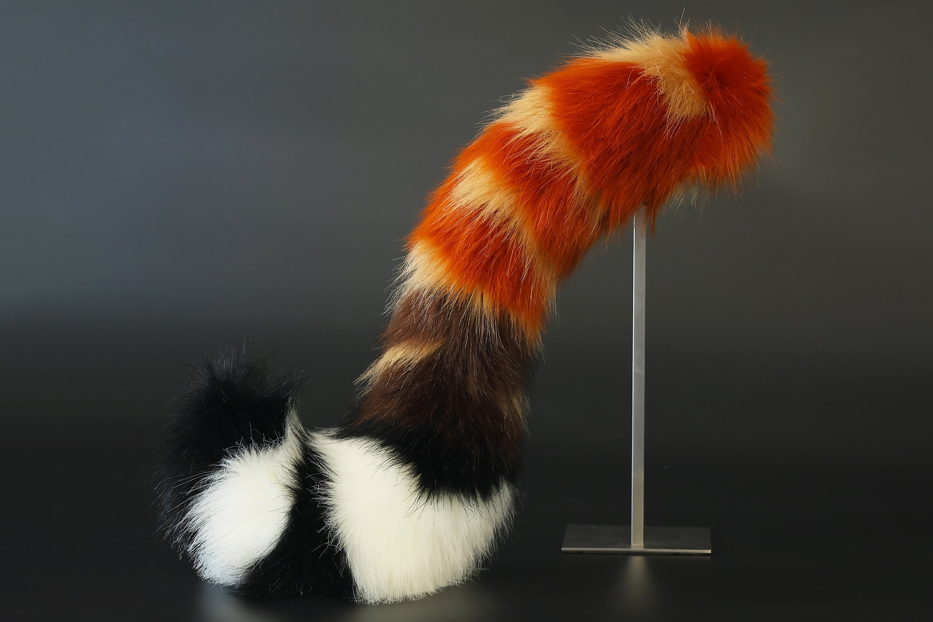 Faux fur cat ears and tail butt plug brown stripes kitten tail and ears curved lynx cat tail and ear therian anime cosplay kitten kemonomimi role play