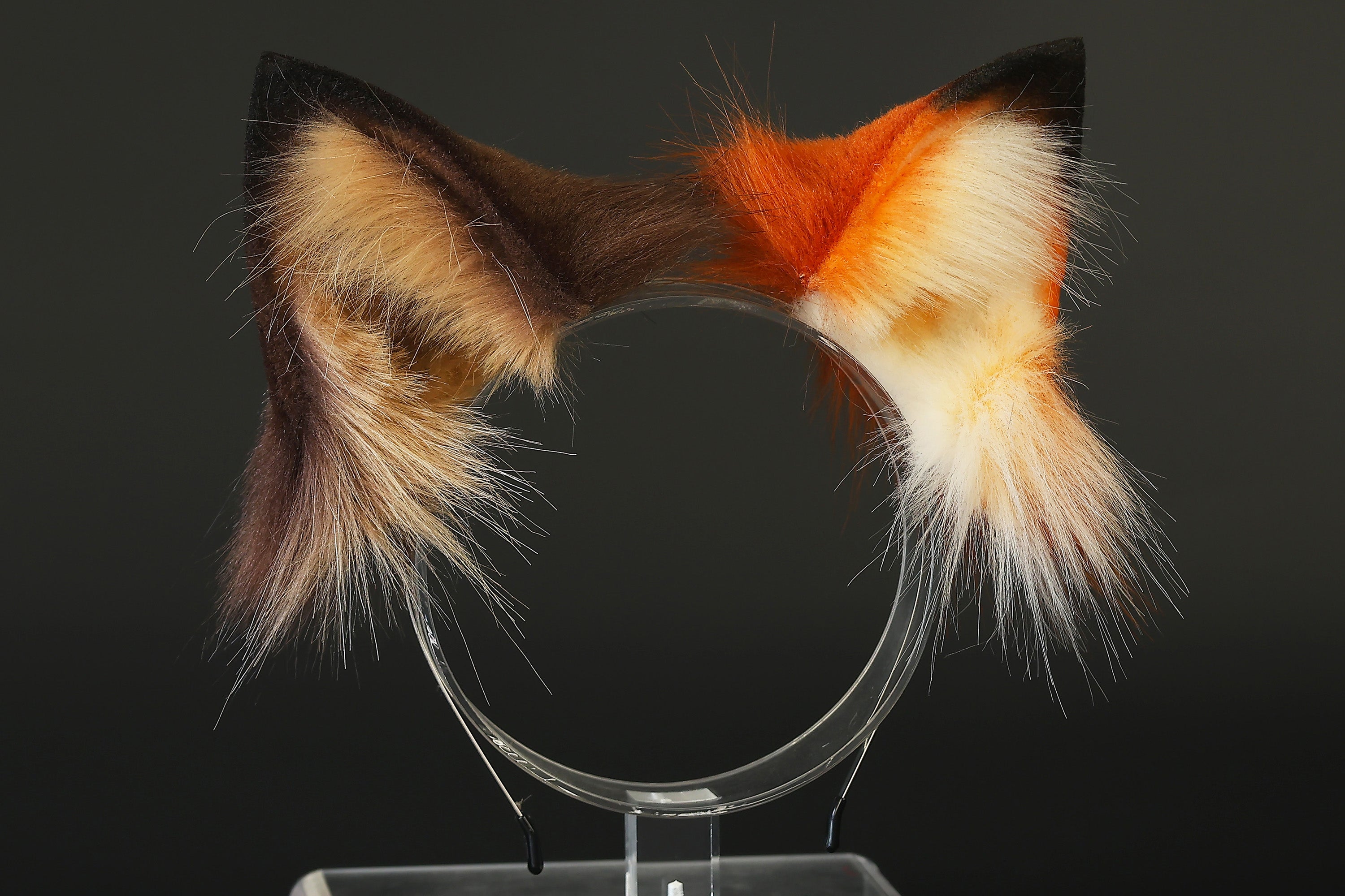 Faux fur cat ears and tail butt plug brown stripes kitten tail and ears curved lynx cat tail and ear therian anime cosplay kitten kemonomimi role play