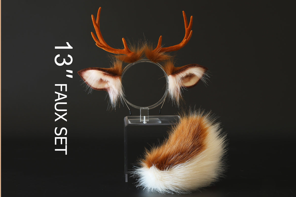 Faux fur deer ears and tail butt plug deer kemonomimi costume deer cos ...