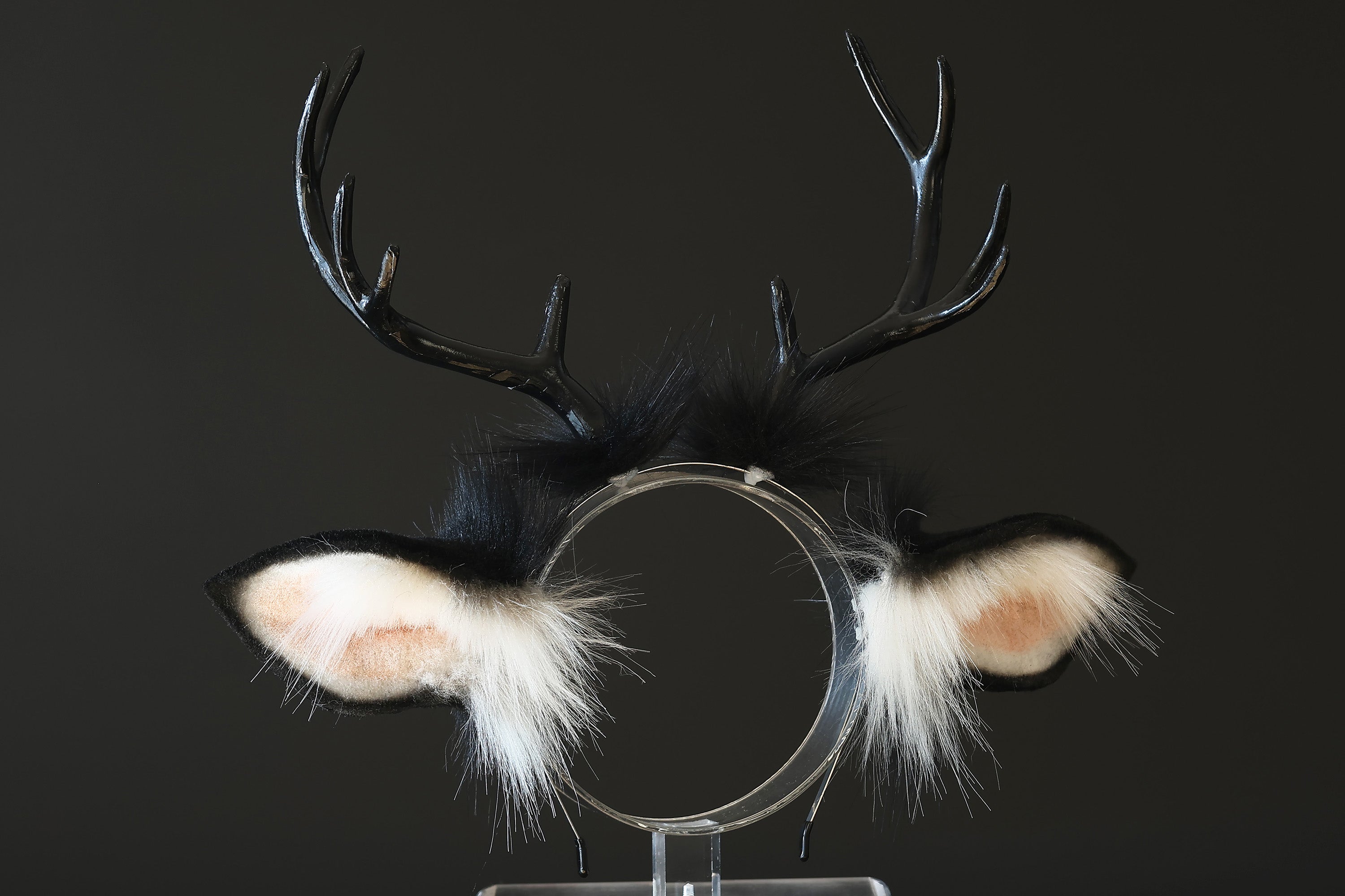 Faux fur deer ears and tail butt plug deer kemonomimi deer cosplay black deer ears with horns therian anime cosplay christmas gift birthday