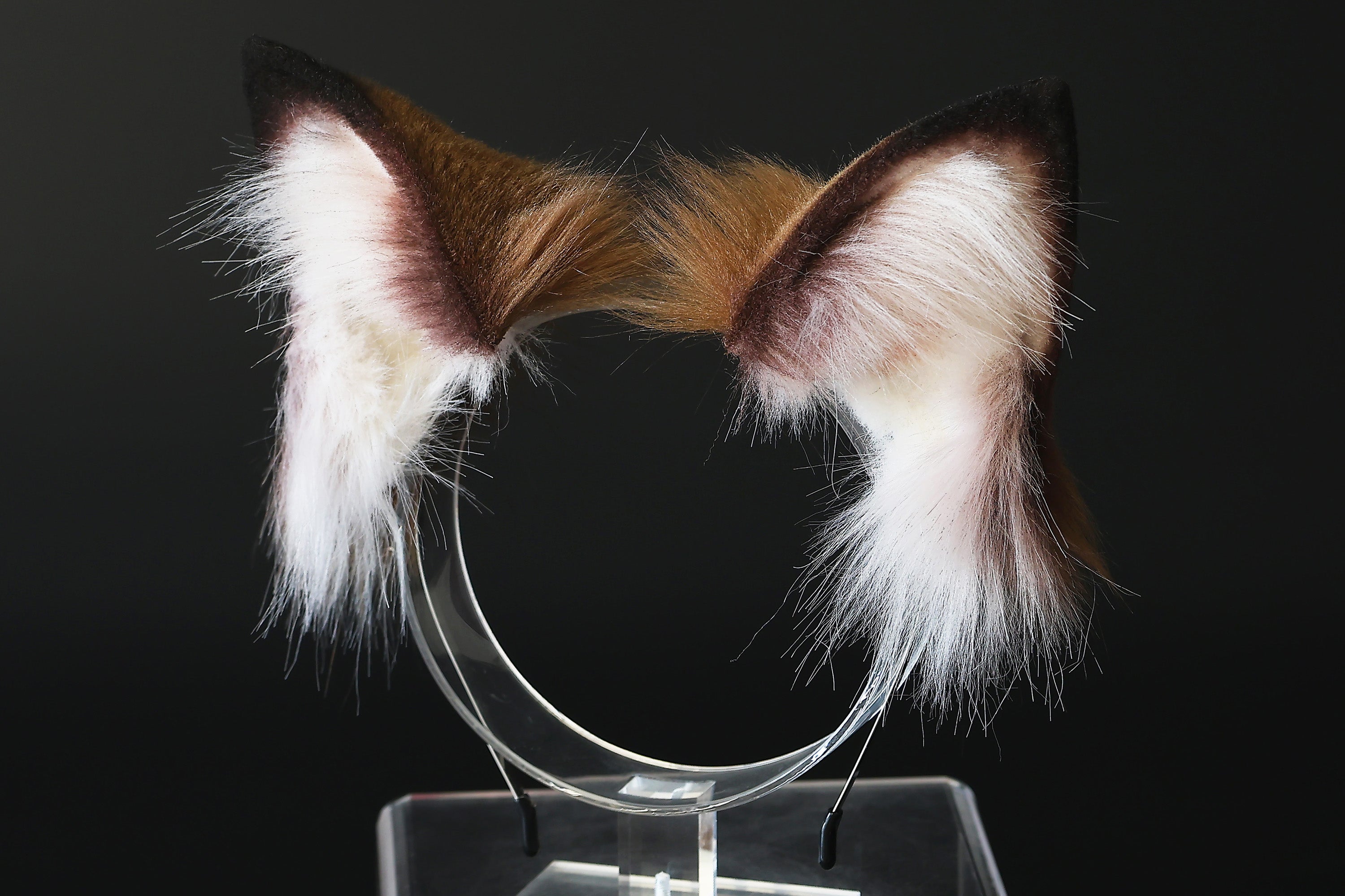 Faux fur ocelot cat ears and tail brown leopard cat tail and ears wildcat  tail and ear therian anime cosplay kitten ear and tail kemonomimi