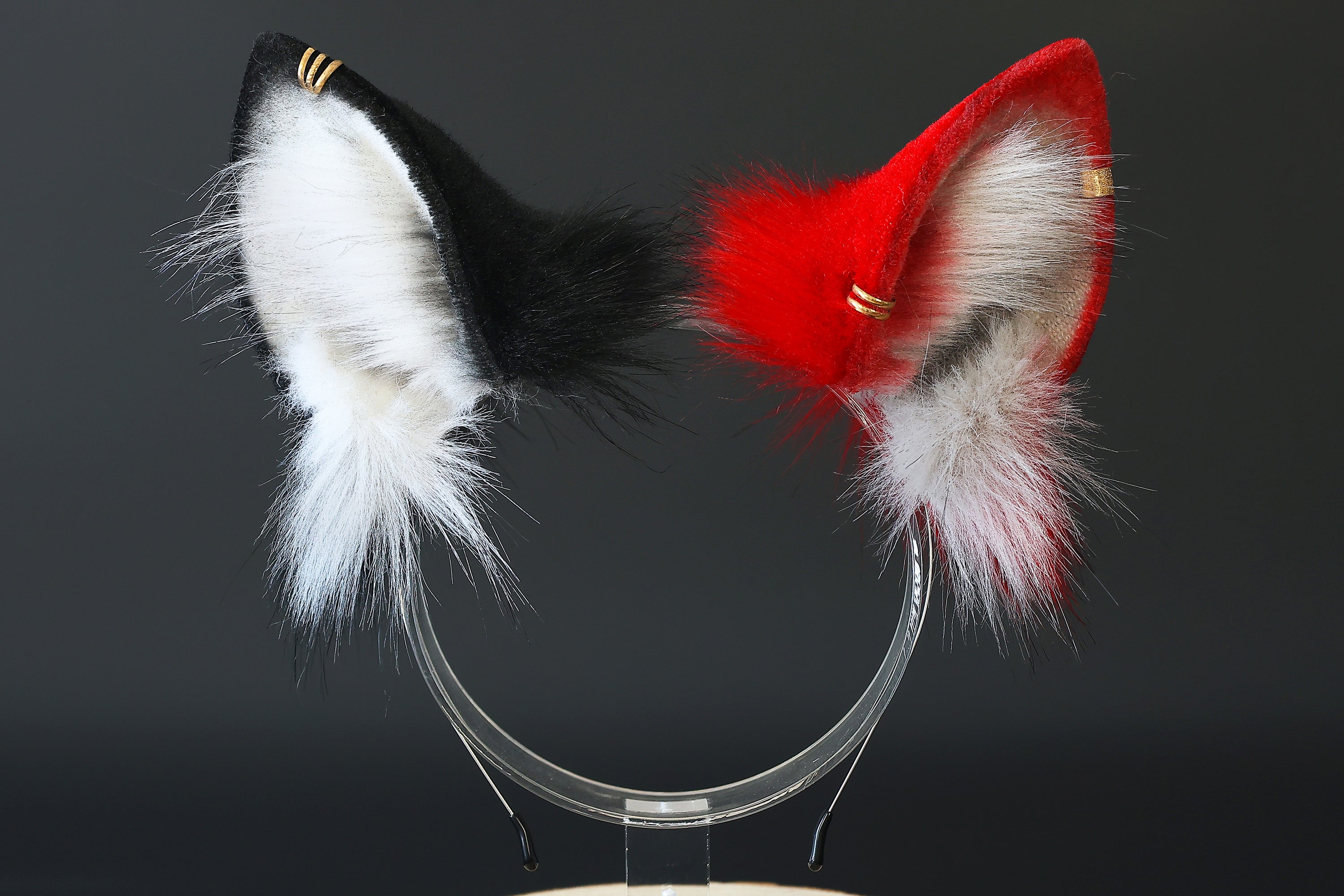 Faux fur red dragon tail and ear anime cosplay fluffy tipped dragon wirin wickerbeast fursuit tail ear furry tail lolita kemonomimi therian