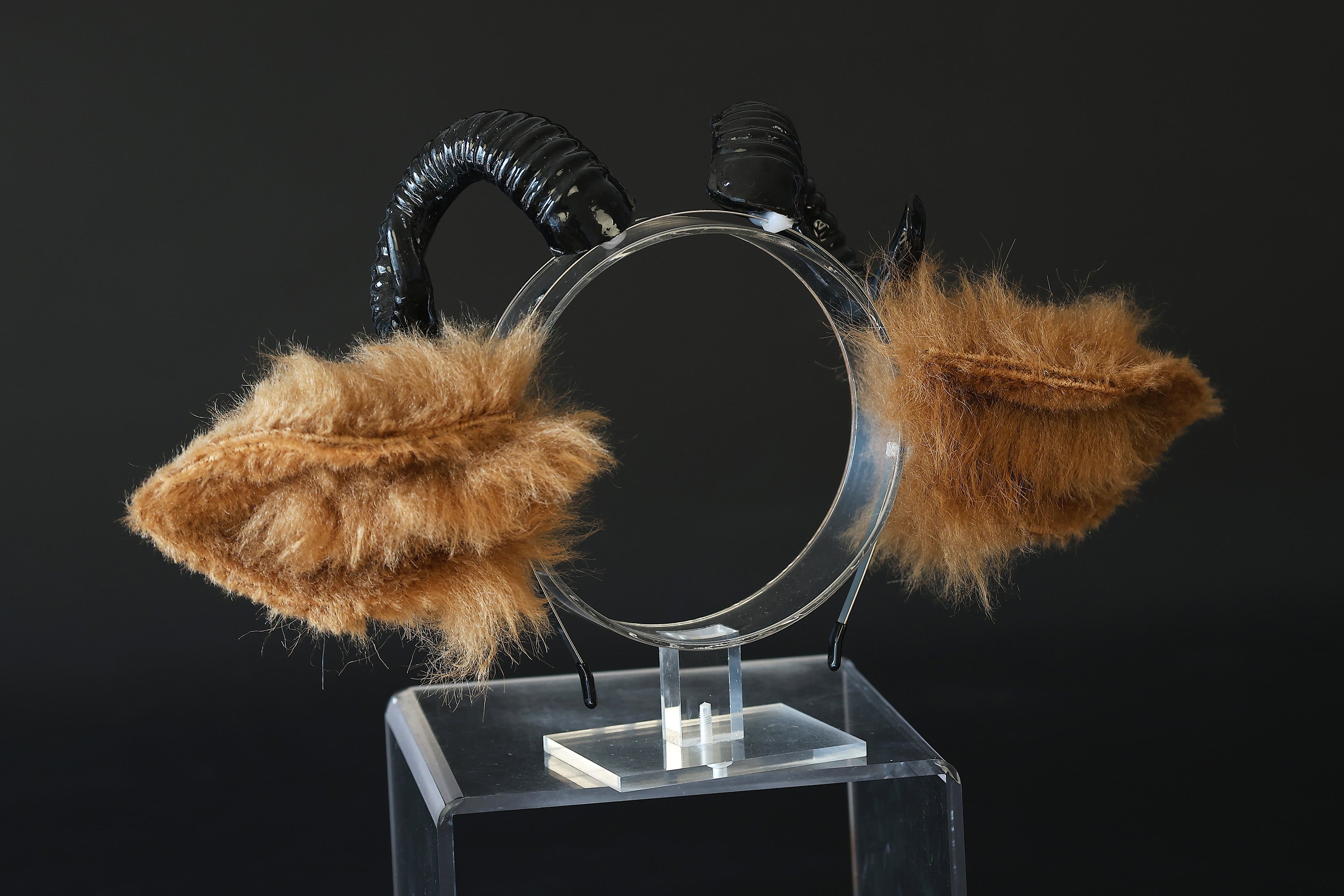 Faux fur sheep costume ears and tail butt plug goat kemonomimi sheep cosplay brown sheep ears with horns therian anime cosplay christmas gift birthday