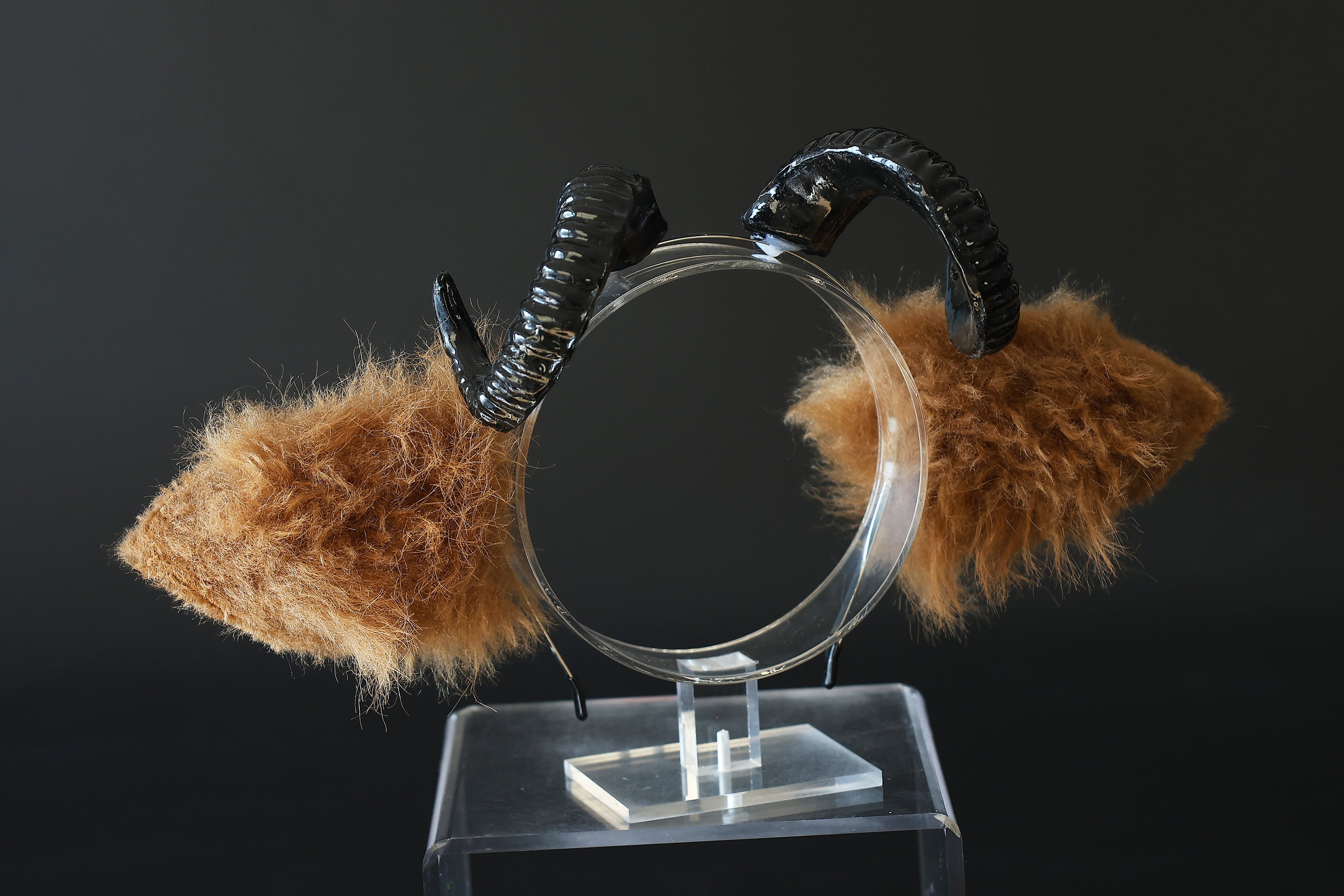 Faux fur sheep costume ears and tail butt plug goat kemonomimi sheep cosplay brown sheep ears with horns therian anime cosplay christmas gift birthday