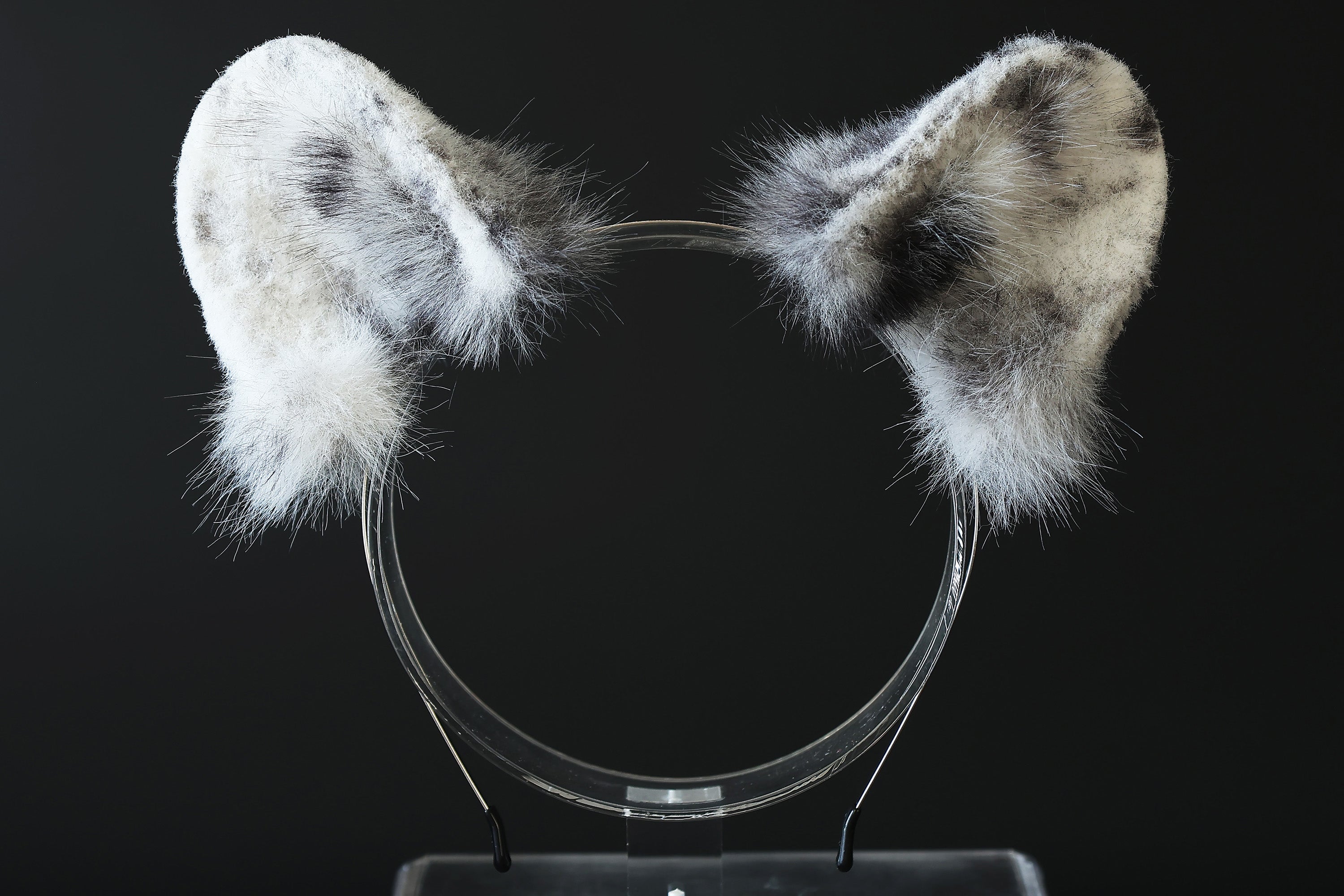 Faux fur snow leopard ear and tail butt plug set role play snow leopard cosplay ear and tail therian spotted leopard kemonomimi christmas gift furry