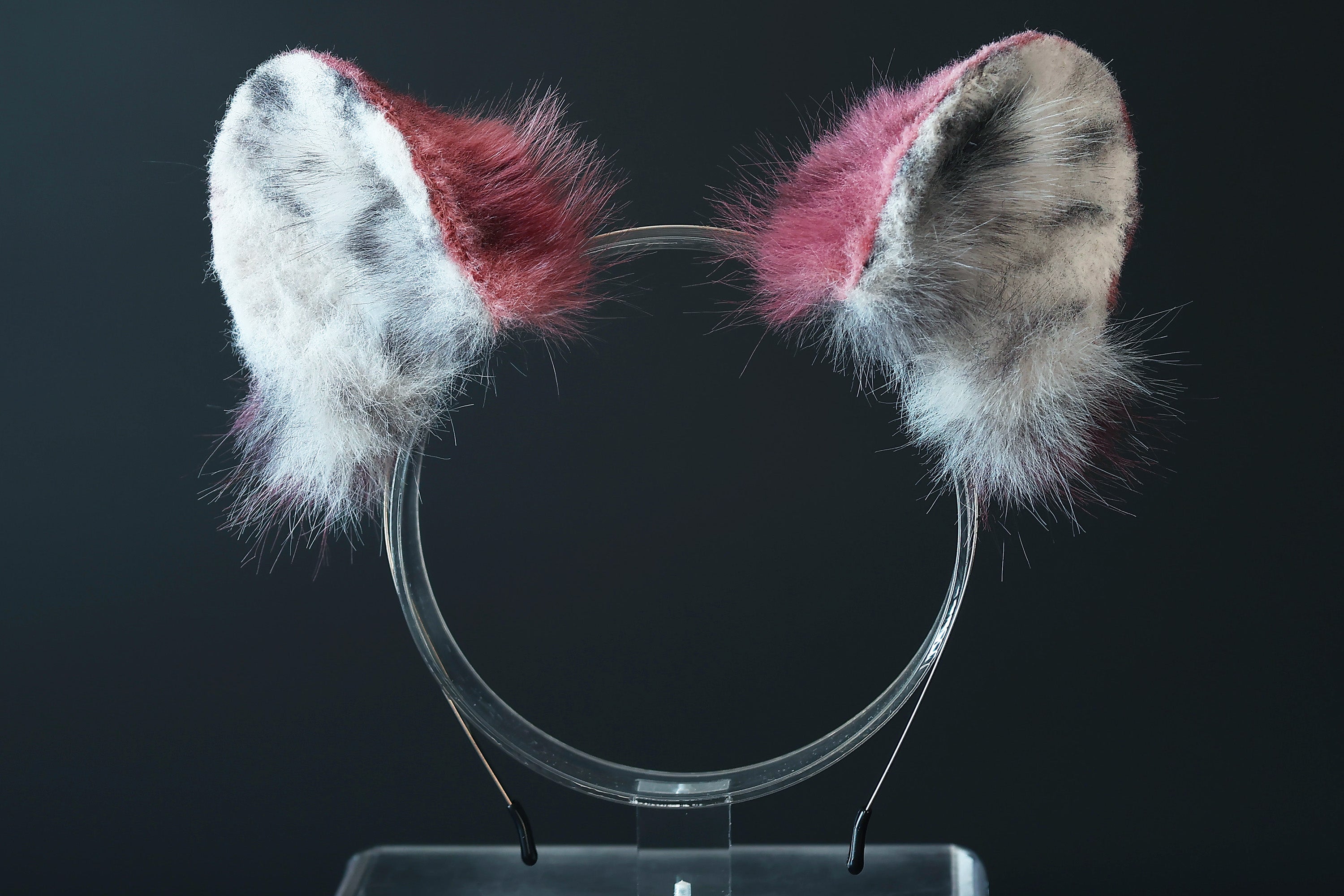 Faux fur snow leopard ear and tail butt plug set role play snow leopard cosplay ear and tail therian spotted leopard kemonomimi christmas gift furry