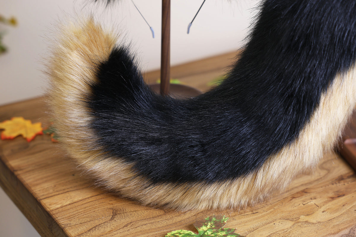 Faux fur german shepherd dog tail sleeve and ears puppy sleeves for hyper motion silicone base super motion tail covers kemonomimi therian