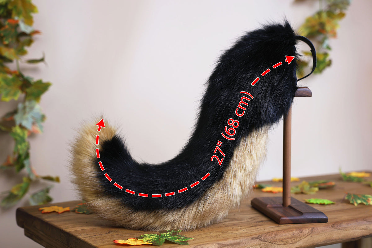 Faux fur german shepherd dog tail sleeve and ears puppy sleeves for hyper motion silicone base super motion tail covers kemonomimi therian