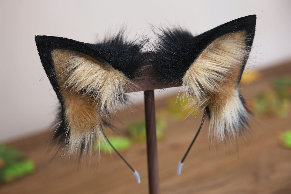 Faux fur german shepherd dog tail sleeve and ears puppy sleeves for hyper motion silicone base super motion tail covers kemonomimi therian