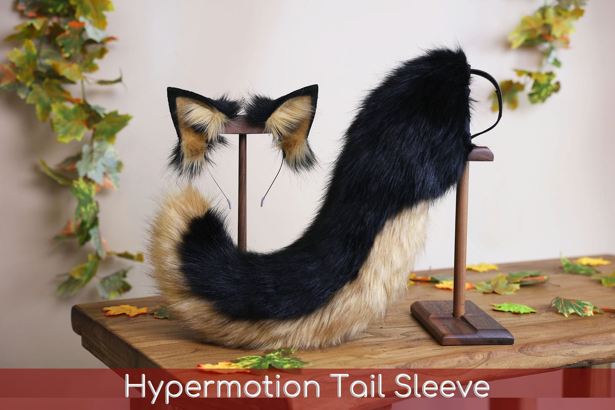 Faux fur german shepherd dog tail sleeve and ears puppy sleeves for hyper motion silicone base super motion tail covers kemonomimi therian