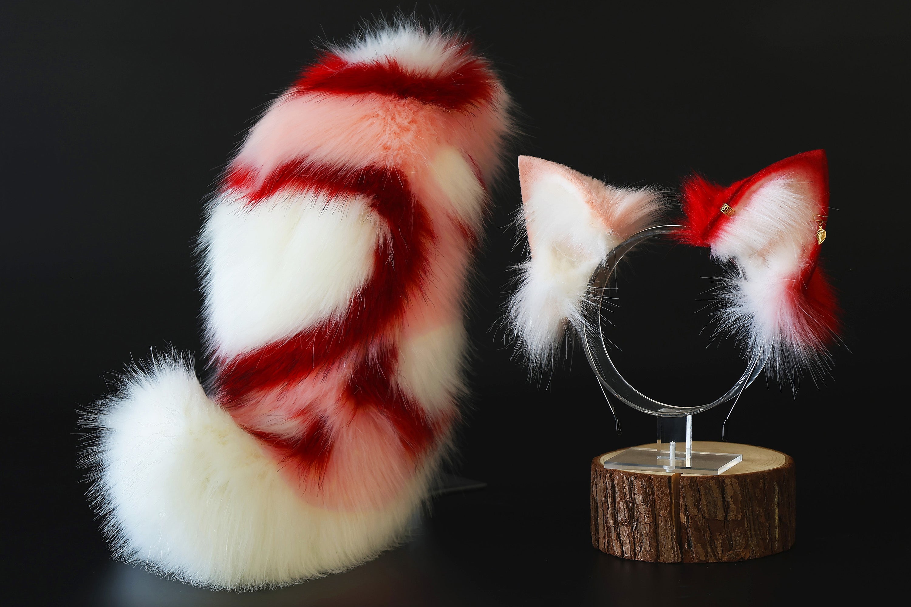 Fluffy faux fur cat ear and tail butt plug kitten ears and tail kittenplay anime cosplay kitty ear and tail short kitten tail kemonomimi cat therian