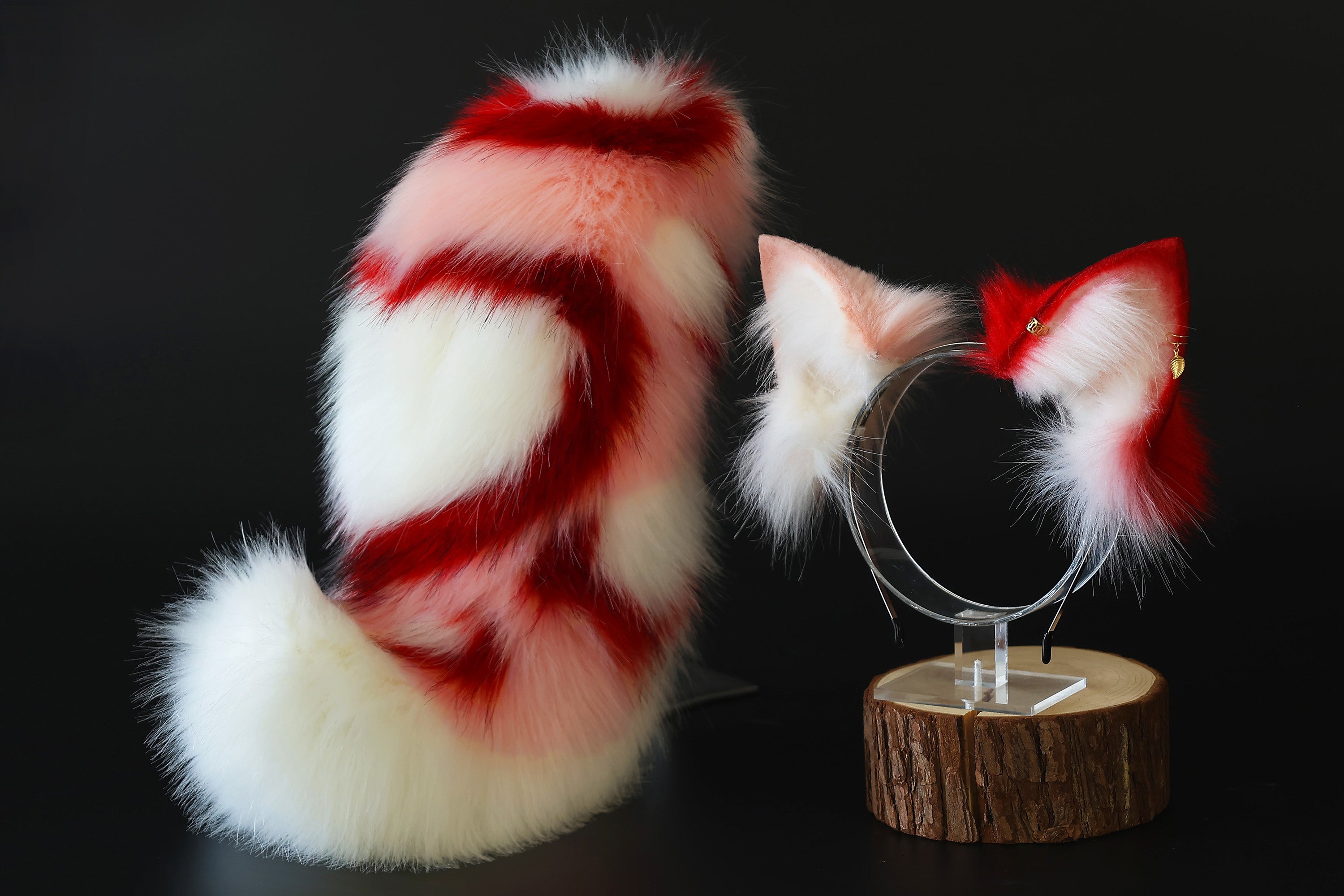 Fluffy faux fur cat ear and tail butt plug kitten ears and tail kittenplay anime cosplay kitty ear and tail short kitten tail kemonomimi cat therian