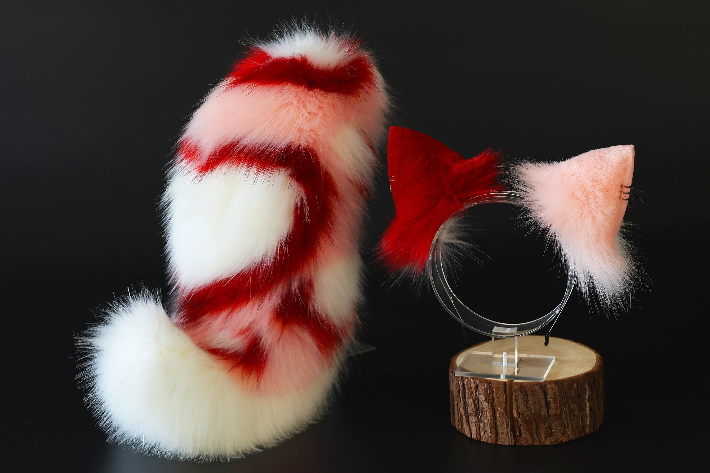 Fluffy faux fur cat ear and tail butt plug kitten ears and tail kittenplay anime cosplay kitty ear and tail short kitten tail kemonomimi cat therian