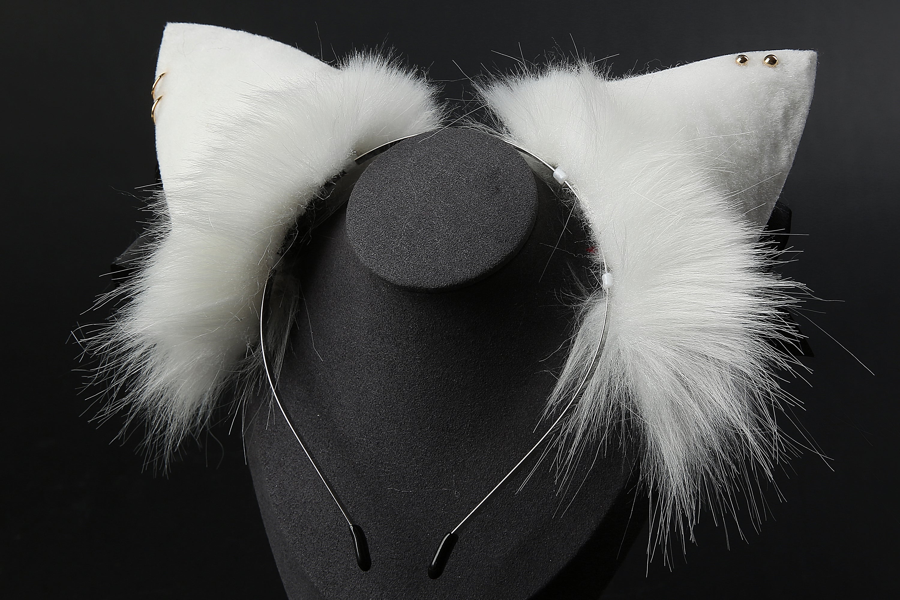 Fox tail plug and ear set faux fur wolf tail plug and ear cat ear and tail plug curved tail and ear set cosplay Christmas gift -mature