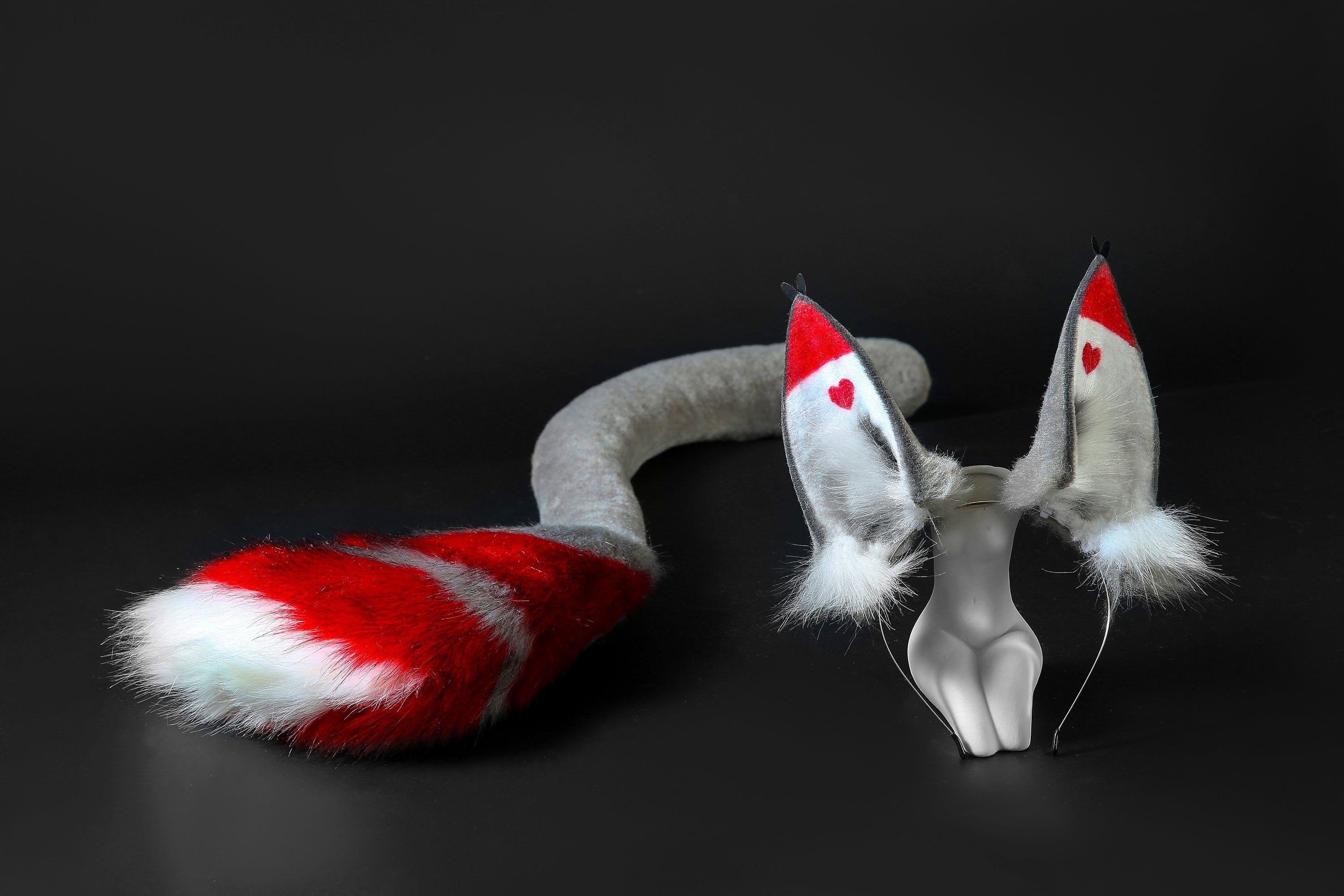 Husk Ears Husk tail Hazbin Hotel Cosplay Ears - Husk Tail Cosplay - Faux Fur Hazbin Hotel Husk Ears and Tail - Husker Ears and Tug Tail Gray