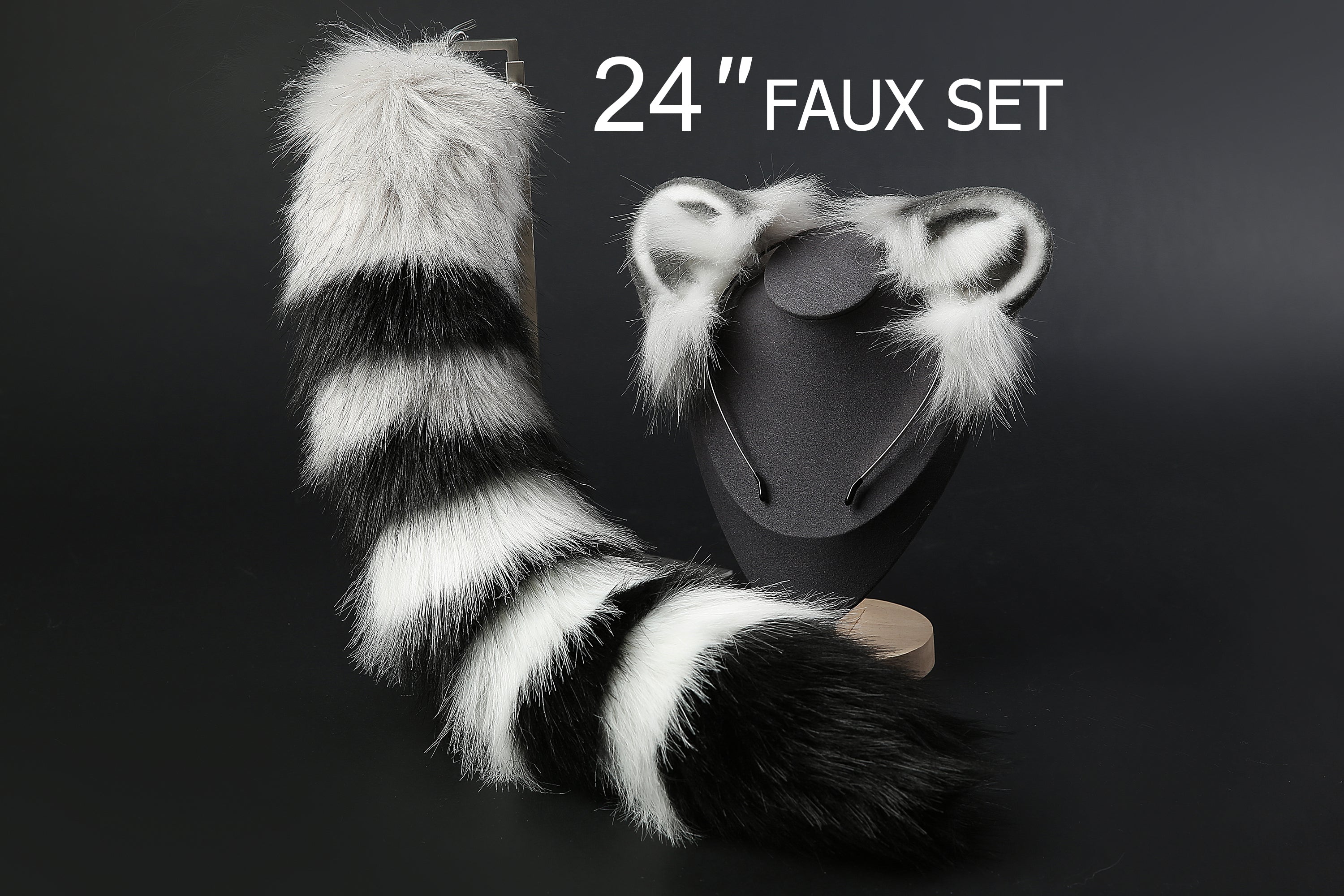 faux fur raccoon ear and tail plug set raccoons ear and tail plug set petplay ear and tail butt plug stripe tail butt plug cosplay mature