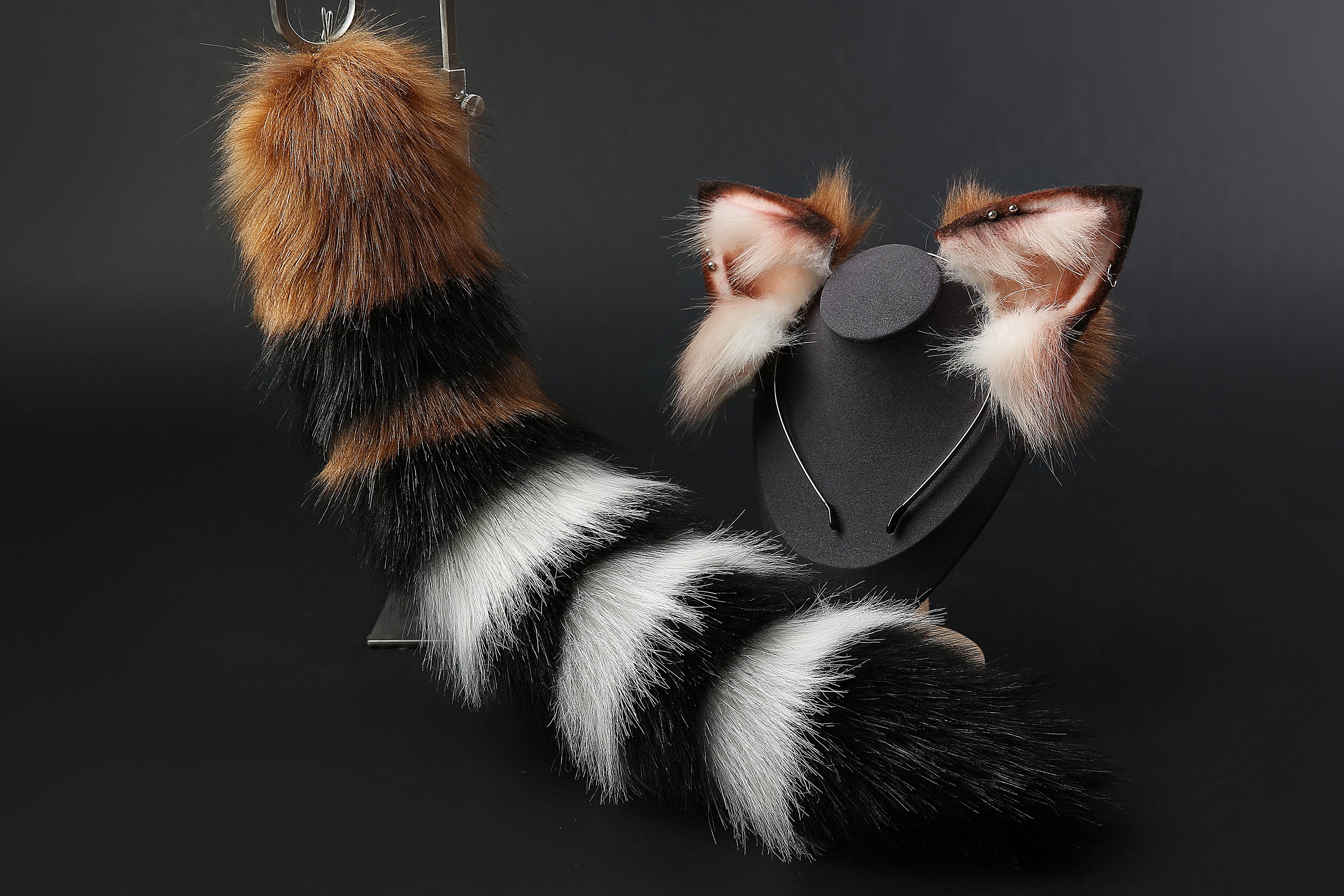 faux fur fox ear and tail plug set wolf ear and tail plug set petplay ear and tail butt plug cat ear and tail cosplay - kittenplay -mature