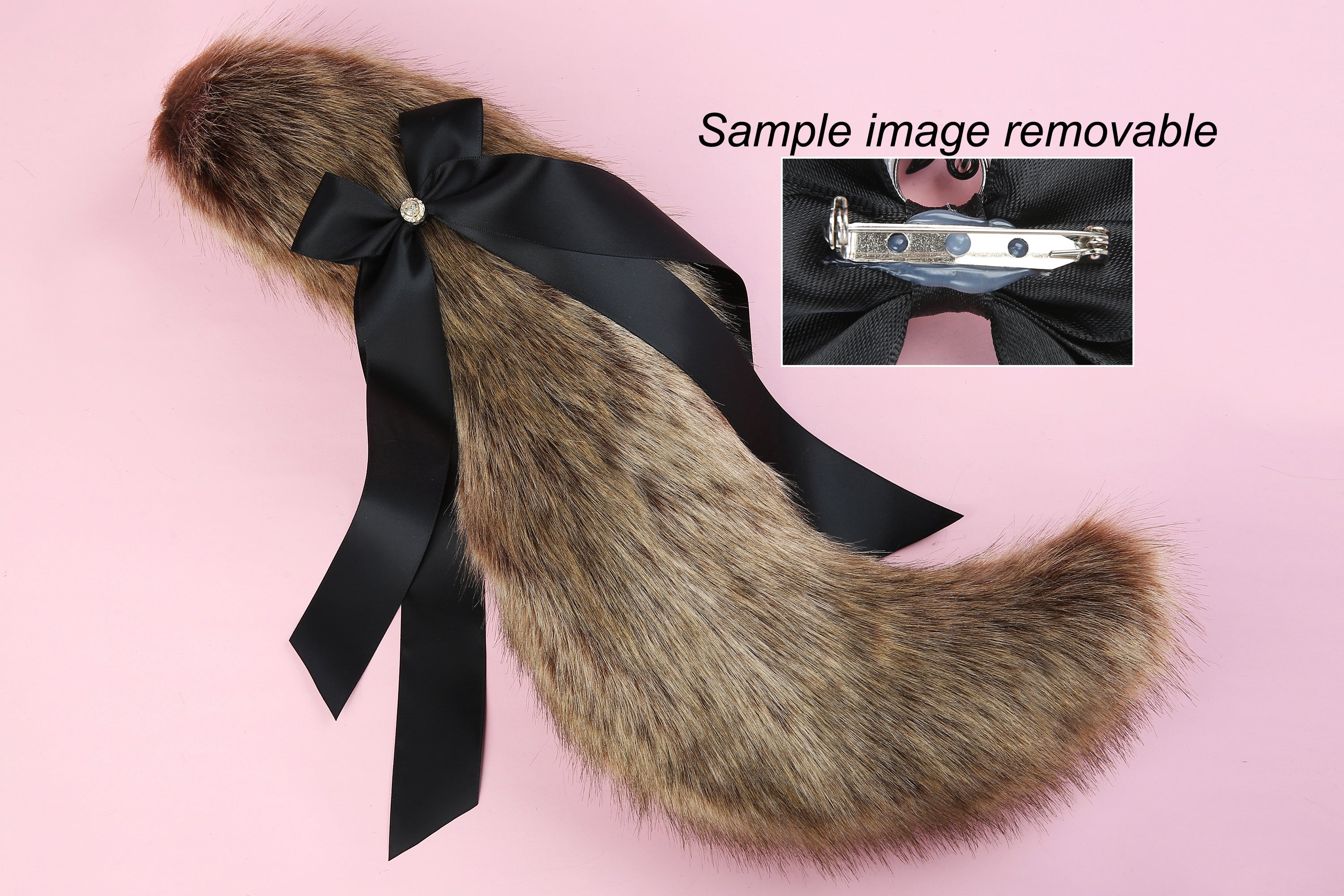 Brown faux fur fox tail plug and ear wolf tail buttplug and ear kitten ear and tail plug set curved tail and ear plug cosplay -mature