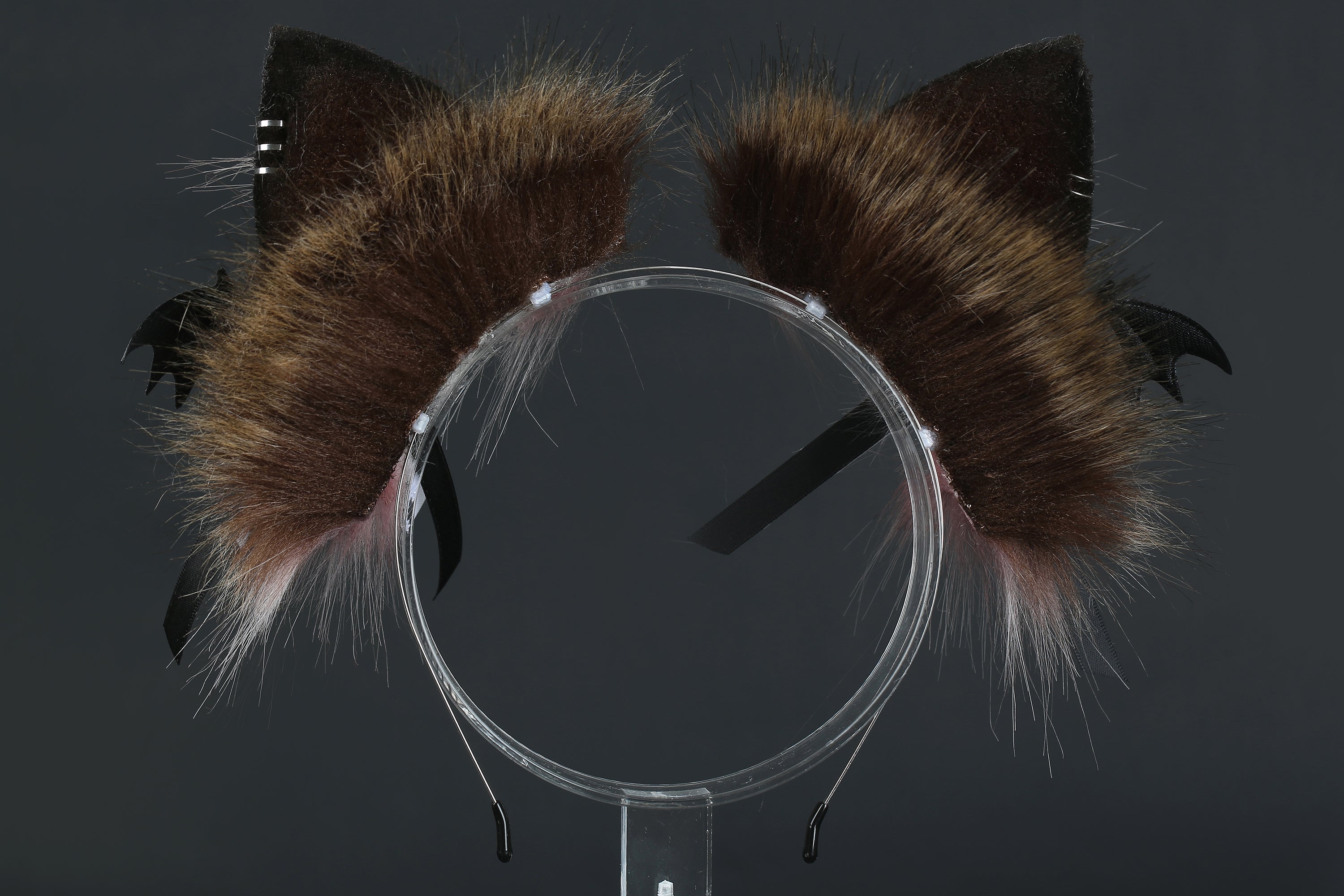 Brown faux fur fox tail plug and ear wolf tail buttplug and ear kitten ear and tail plug set curved tail and ear plug cosplay -mature