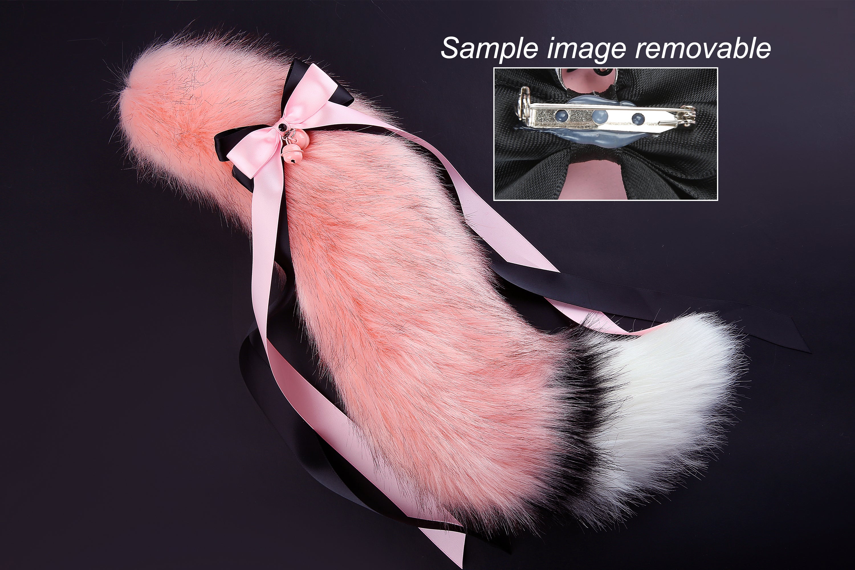 Pink white faux fur fox tail plug and ear wolf tail buttplug and ear kitten ear and tail plug set curved tail and ear plug cosplay -mature