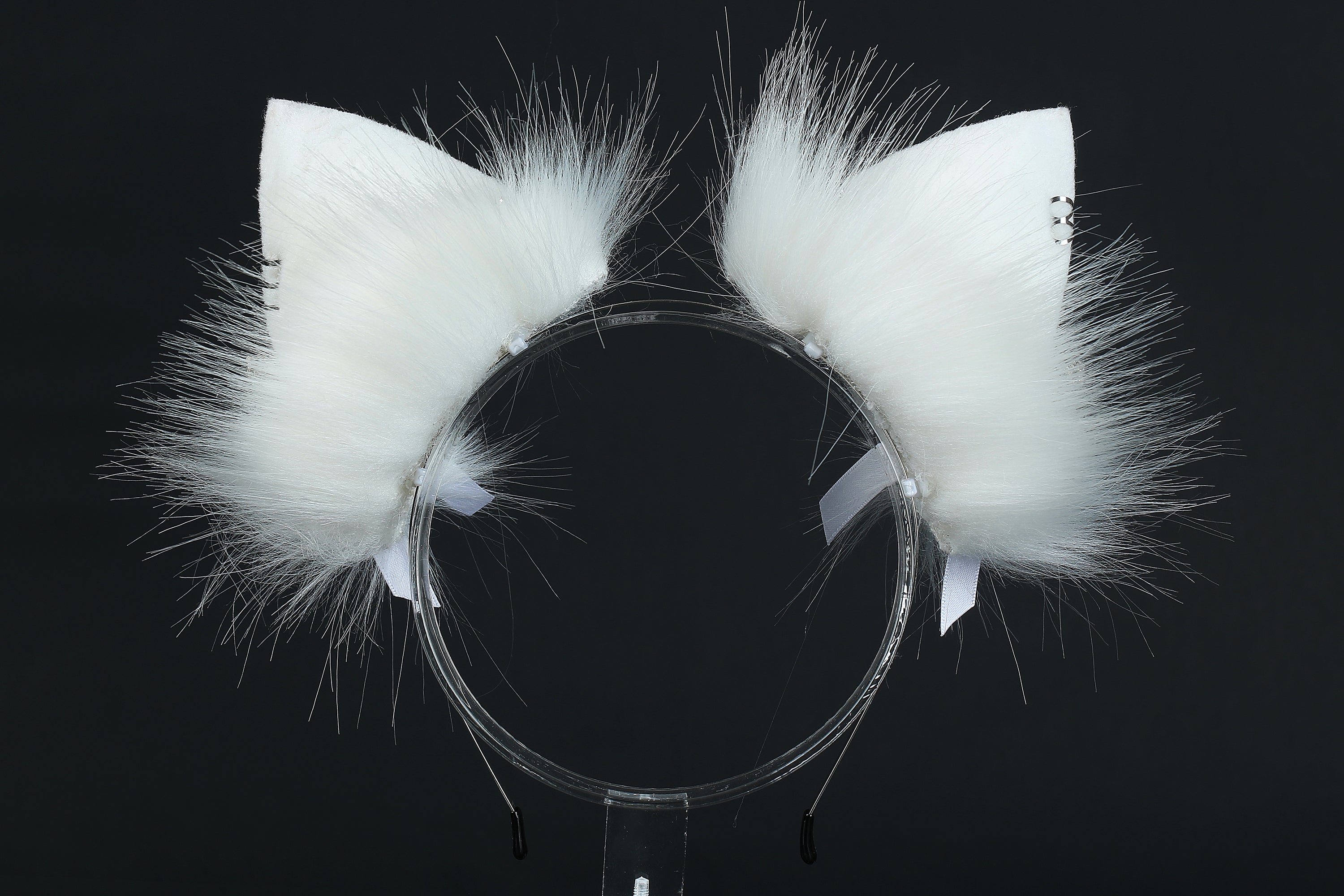 White faux fur fox tail plug and ear wolf tail buttplug and ear kitten ear and tail plug set curved tail and ear plug cosplay -mature