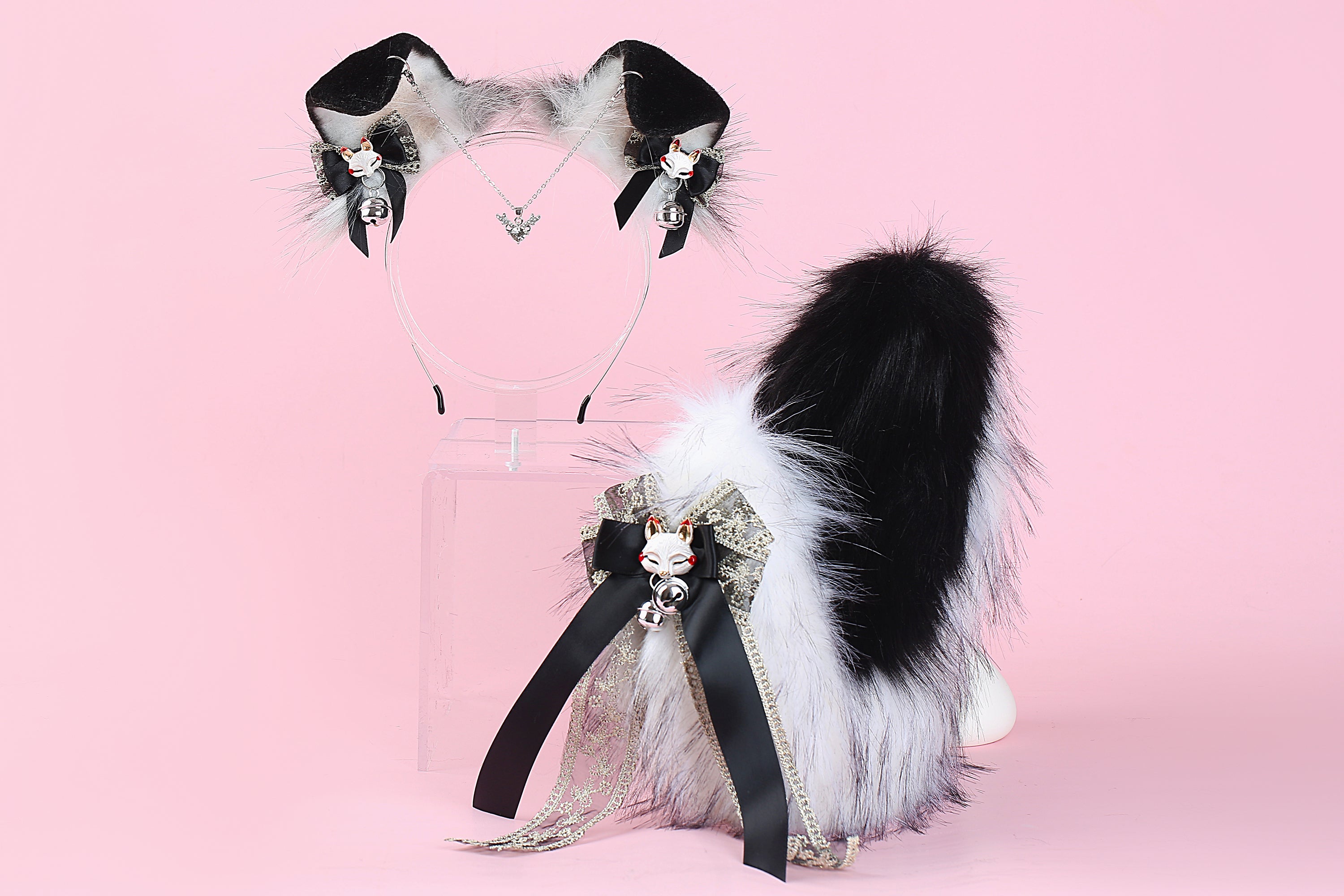 Black white puppy ear and tail set Shepherd dog ear and tail plug set Aliriga Black white puppy ear and tail set Shepherd dog ear and tail plug set Aliriga